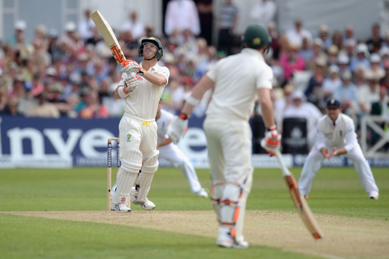 David Warner miscues a pull off Ben Stokes to be caught at mid-on, England v Australia, 4th Investec Test, Trent Bridge, 2nd day, August 7, 2015