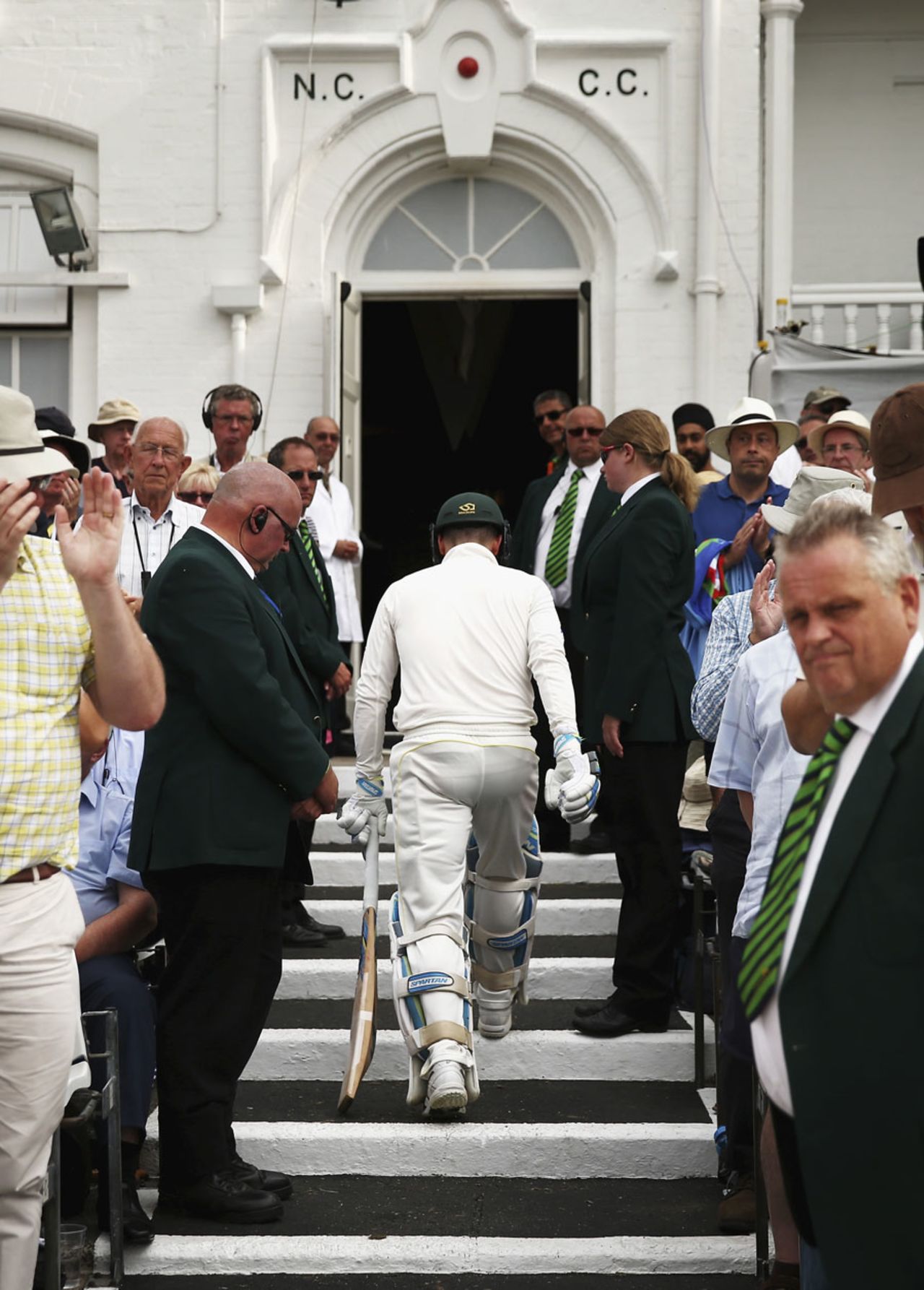 Michael Clarke returns to the pavilion after falling for 13, England v Australia, 4th Investec Test, Trent Bridge, 2nd day, August 7, 2015