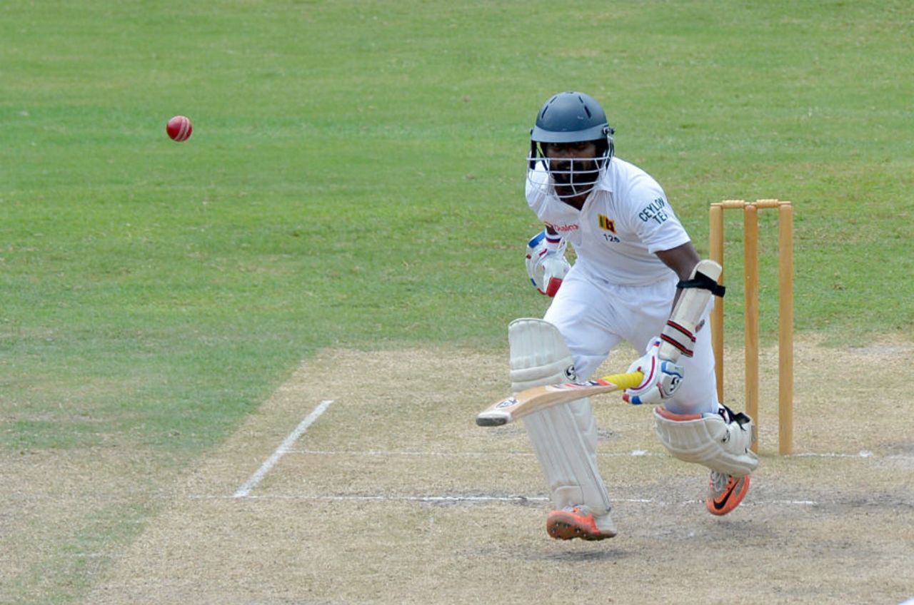Kaushal Silva sneaks a single, Sri Lanka Board President's XI v Indians, Colombo, 3rd day, August 8, 2015