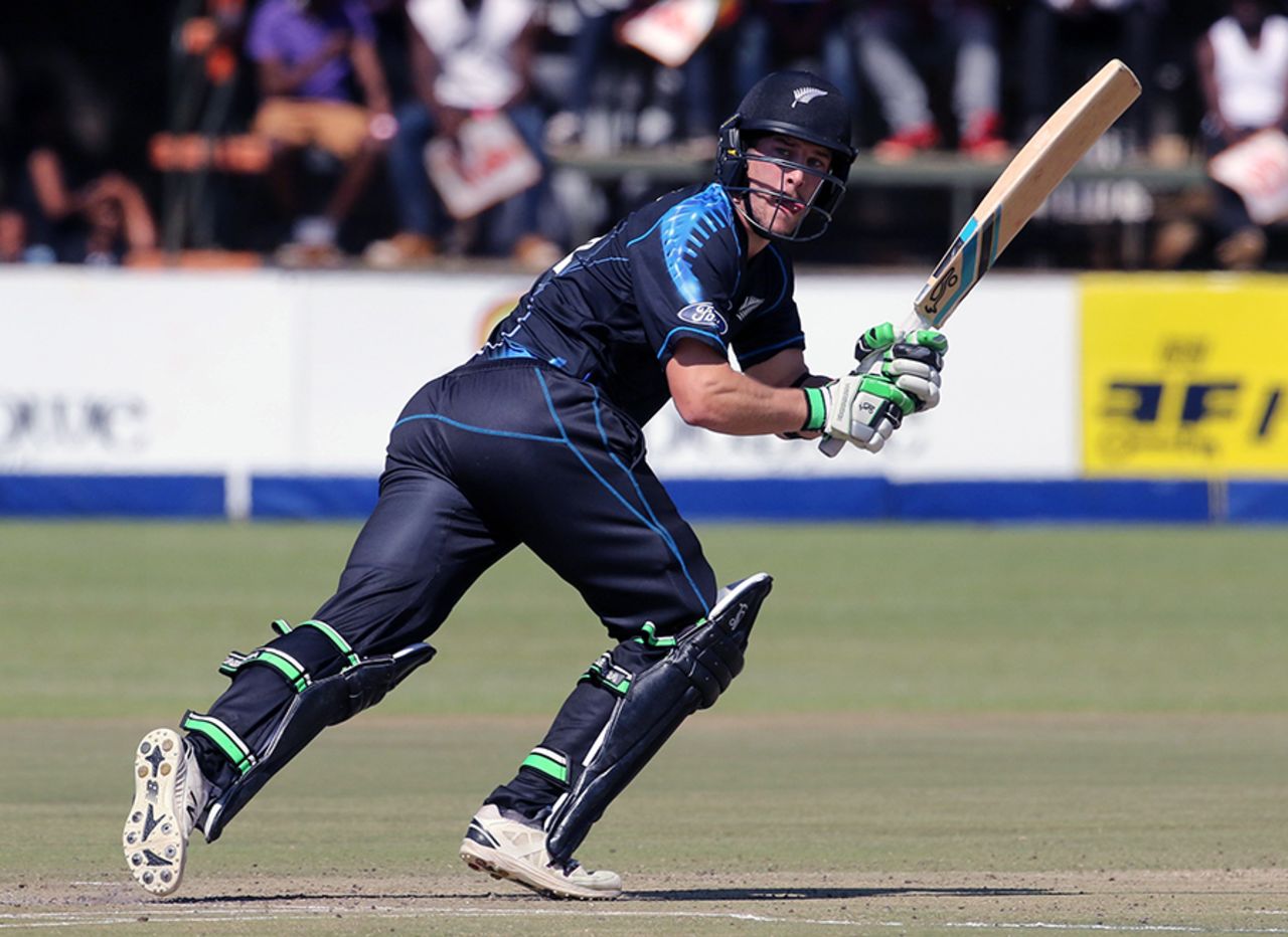 George Worker plays a shot down the leg side, Zimbabwe v New Zealand, only T20I, Harare, August 9, 2015