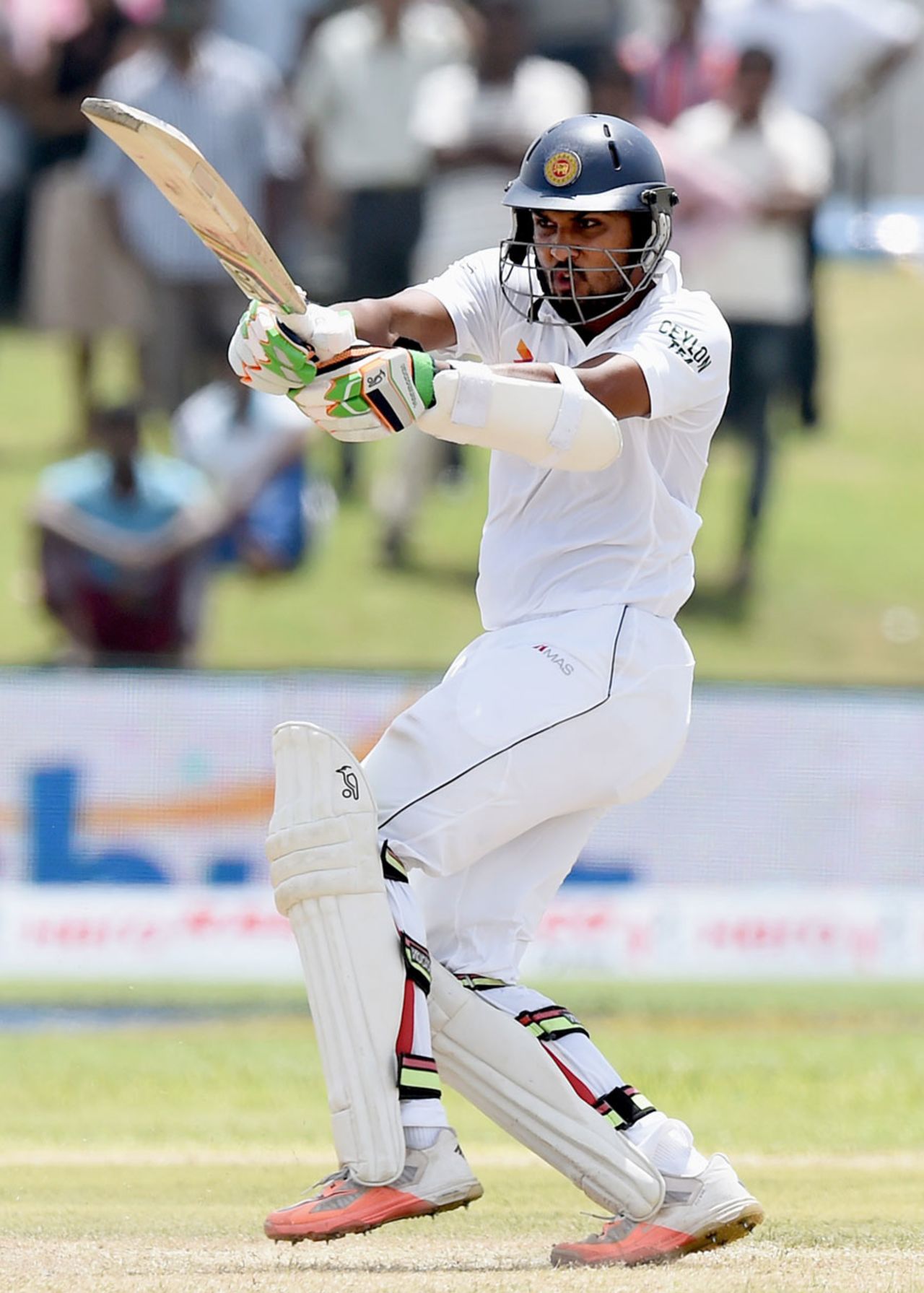 Dinesh Chandimal pulls through the leg side, Sri Lanka v India, 1st Test, Galle, 1st day, August 12, 2015