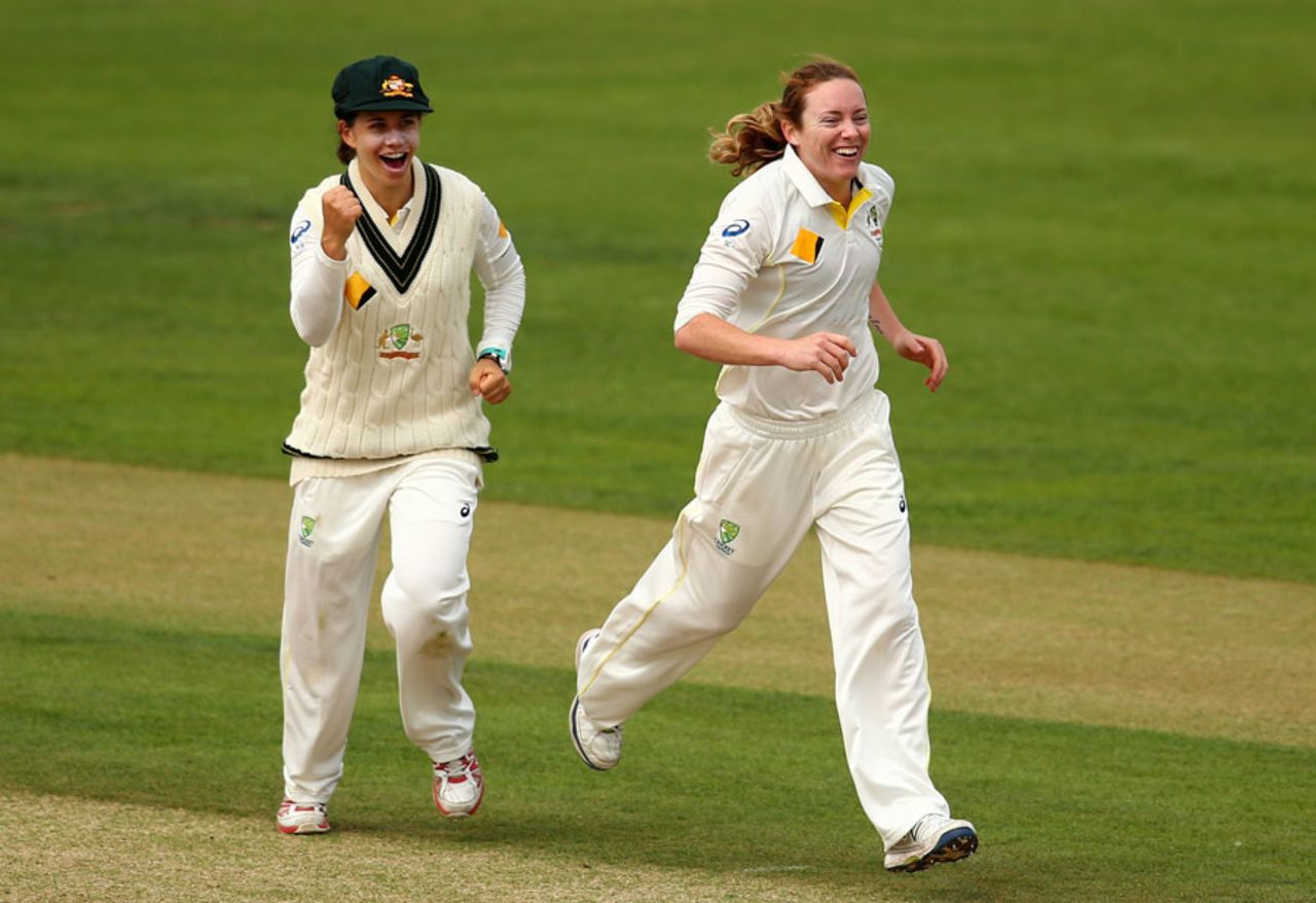 Sarah Coyte picked up the wicket of Heather Knight, England v Australia, Women's Ashes Test, Canterbury, 2nd day, August 12, 2015