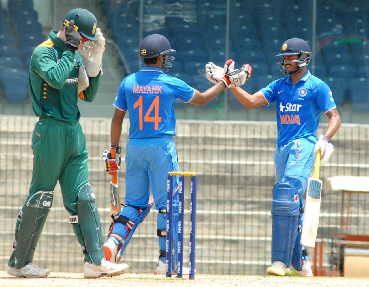 Mayank Agarwal and Manish Pandey added 203 runs for the second wicket, India v South Africa, A-team tri-series, August 13, 2015