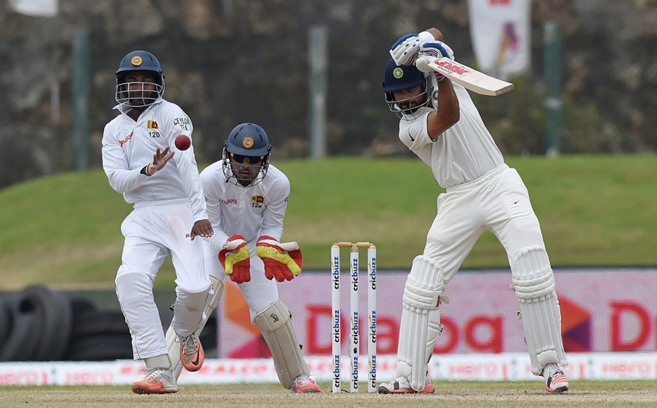 Virat Kohli punches the ball off the backfoot, Sri Lanka v India, 1st Test, Galle, 2nd day, August 13, 2015