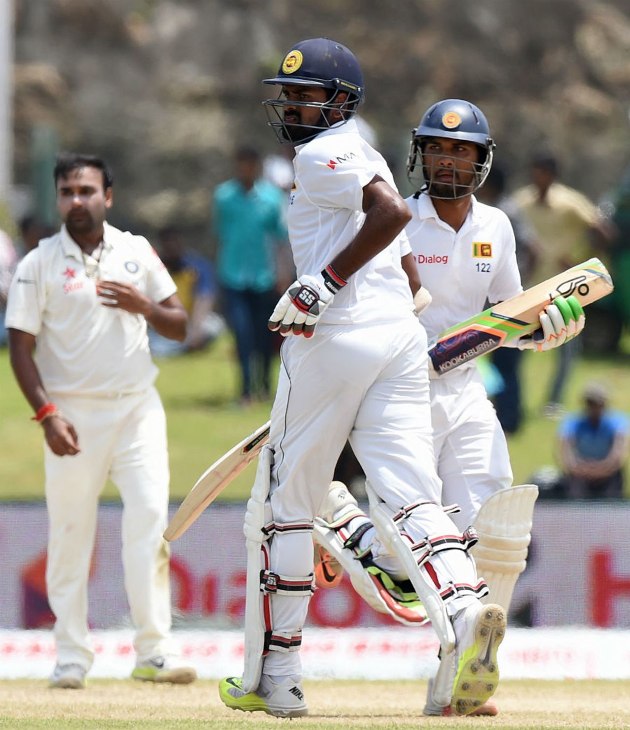 Lahiru Thirimanne and Dinesh Chandimal added 125 for the sixth wicket, Sri Lanka v India, 1st Test, Galle, 3rd day, August 14, 2015
