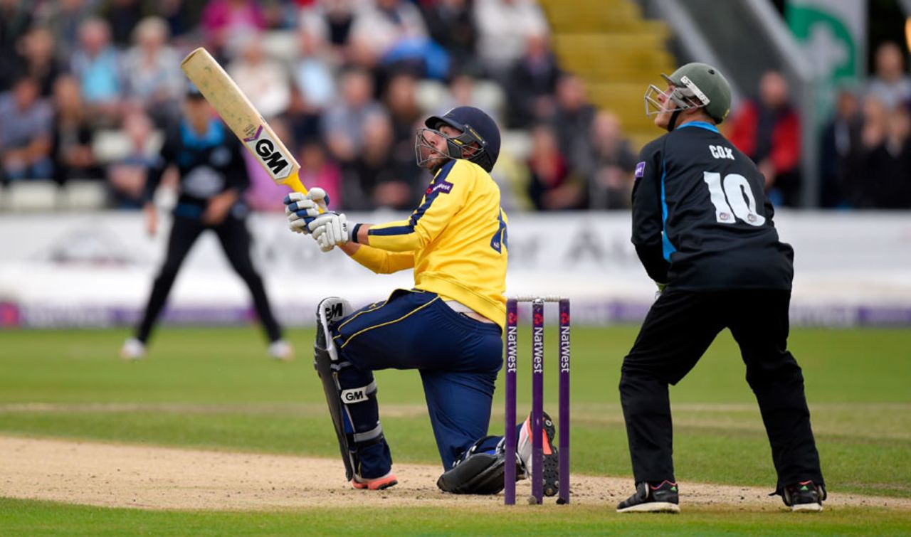 James Vince raced to a half-century off 37 balls, Worcestershire v Hampshire, NatWest T20 Blast quarter-final, New Road, August 14, 2015