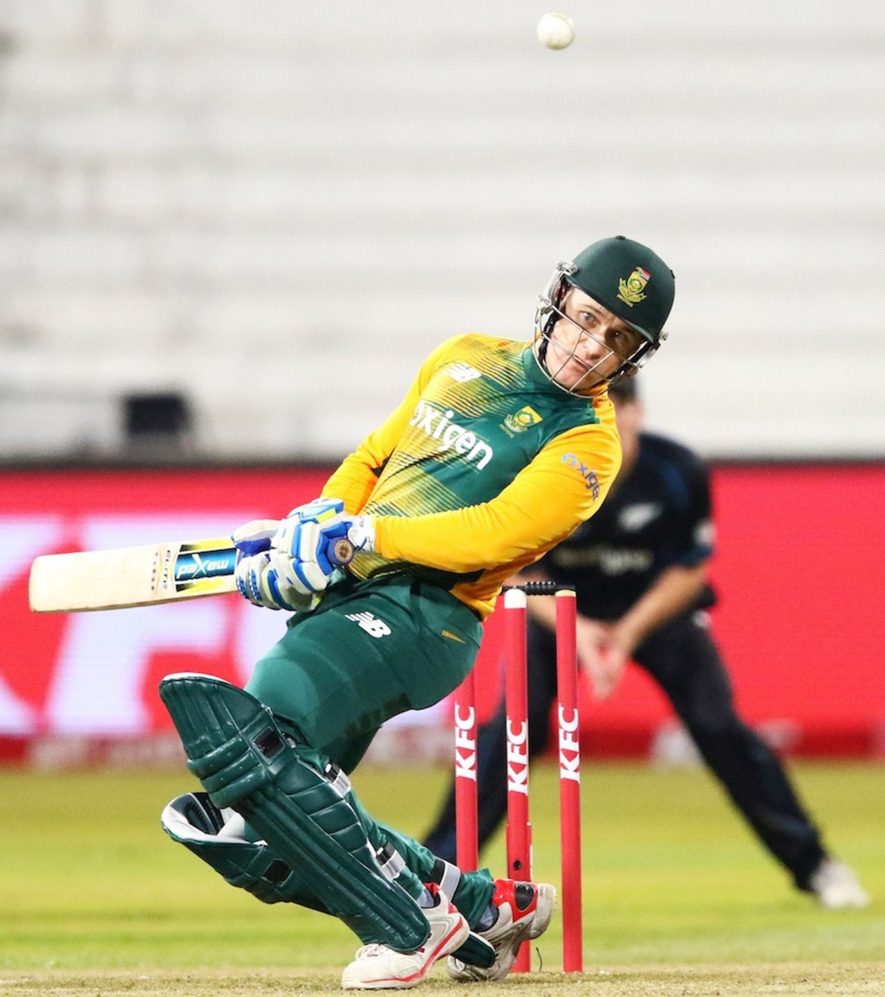 Morne van Wyk was peppered with a few short ones from Adam Milne, South Africa v New Zealand, 1st T20I, Durban, August 14, 2015