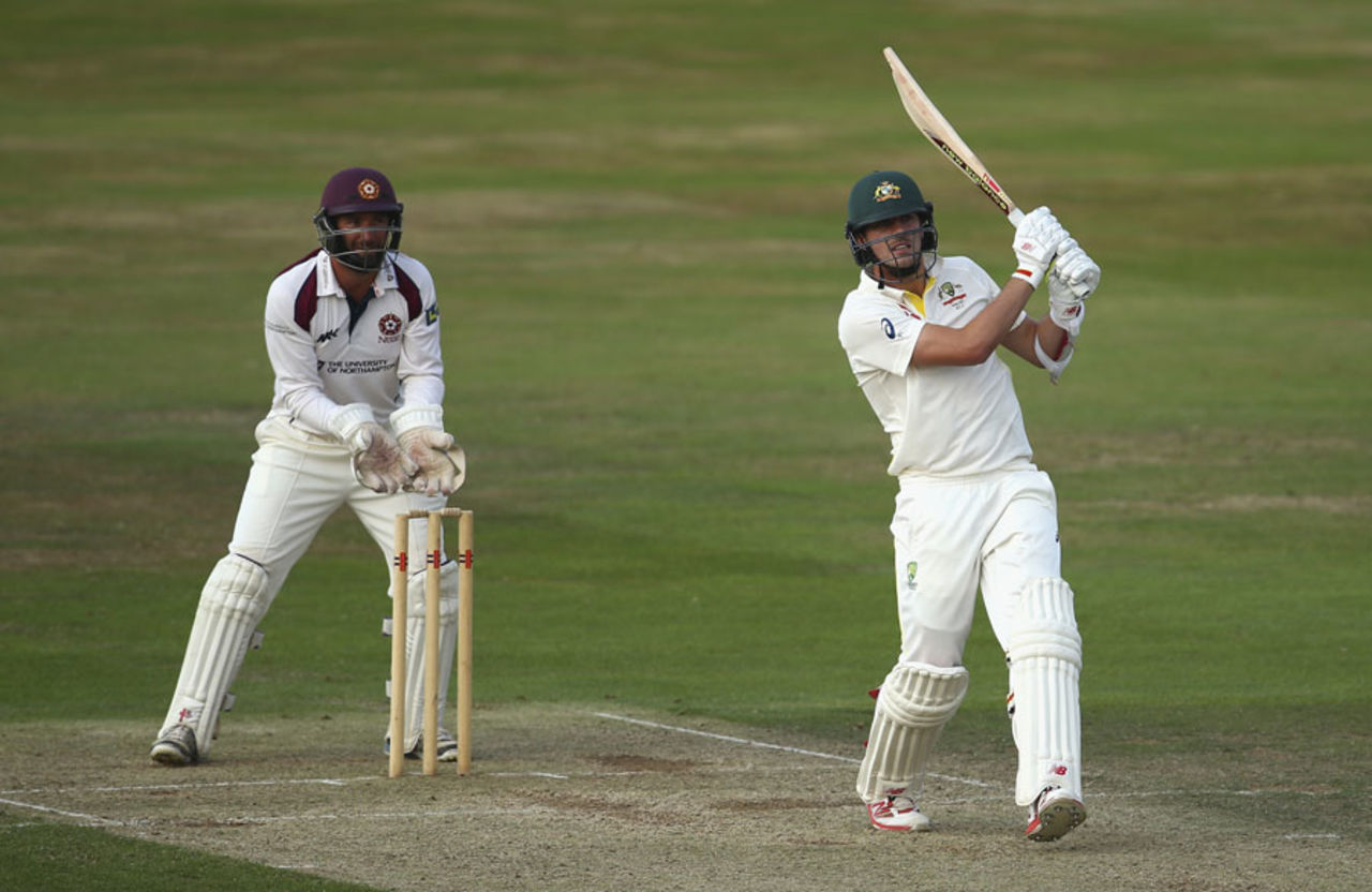 Pat Cummins passed 50 for the first time in any format, Northamptonshire v Australians, Tour match, Northampton, 3rd day, August 16, 2015