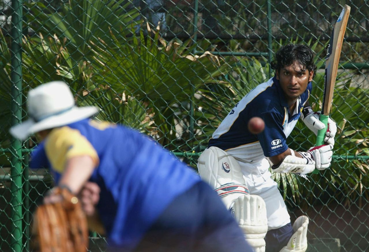 Kumar Sangakkara takes part in a net session, Galle, December 1, 2003