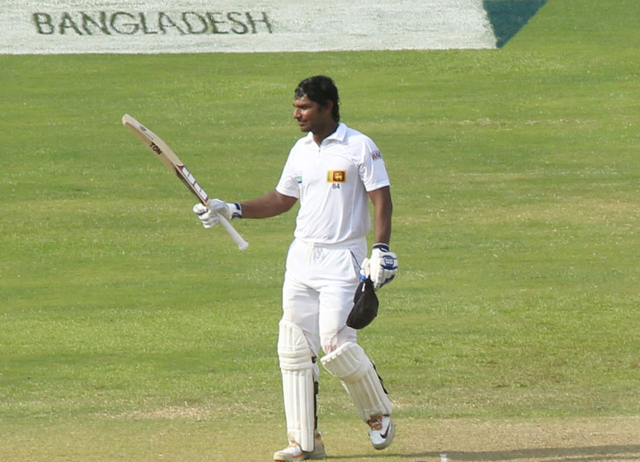 Kumar Sangakkara raises his third Test ton in as many innings, Sri Lanka v Bangladesh, 2nd Test, Colombo, 2nd day, March 17, 2013