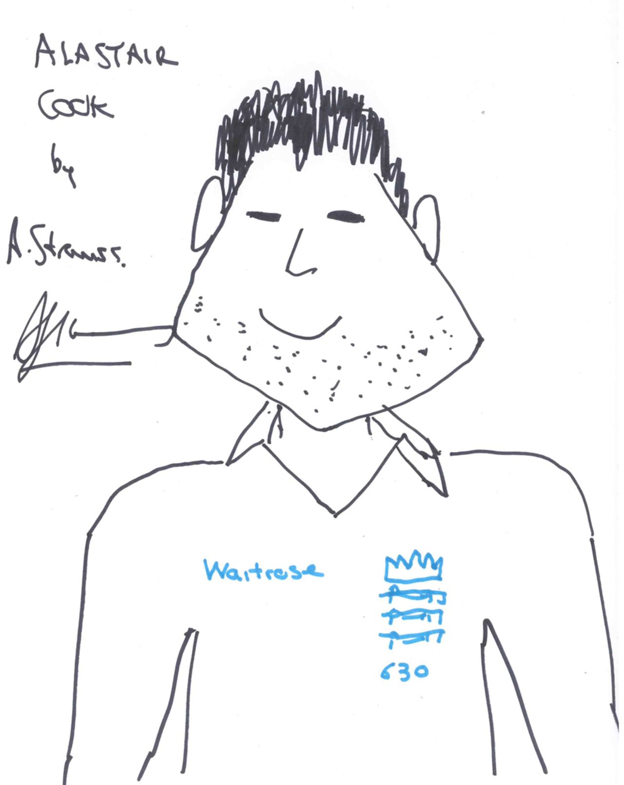 An Alastair Cook sketch by Andrew Strauss