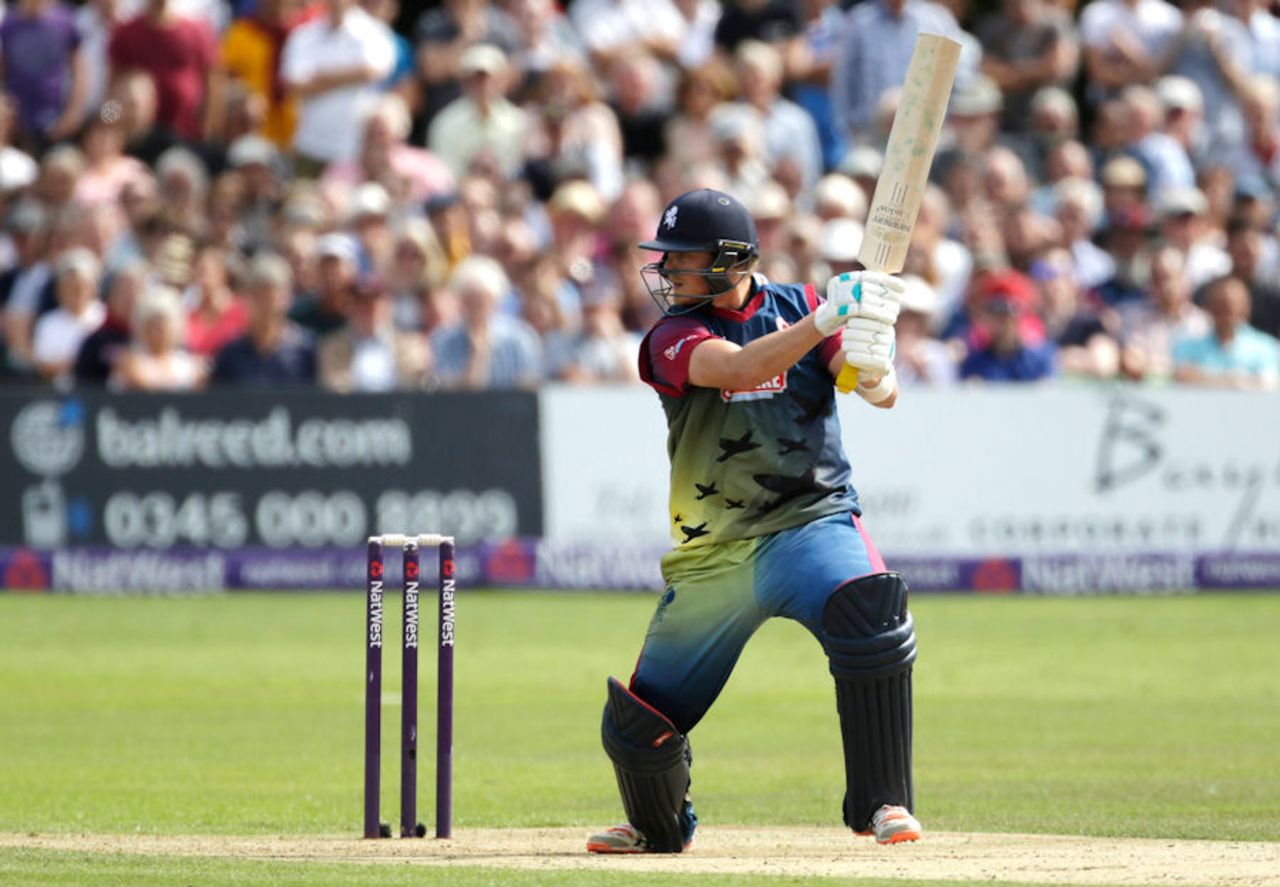 Sam Northeast, Kent captain, hits out during their NatWest Blast quarter-final tie against Lancashire in Canterbury, August 15, 2015