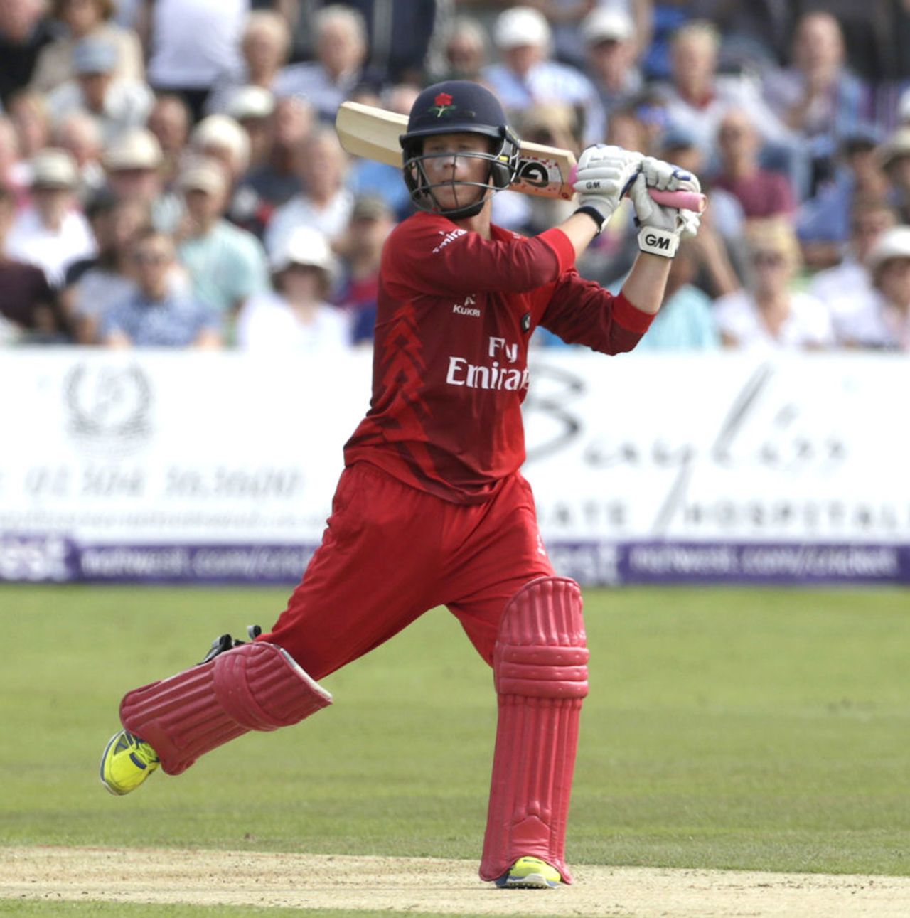Alex Davies, Lancashire, bats during their NatWest quarter-final at Canterbury against Kent, August 15, 2015