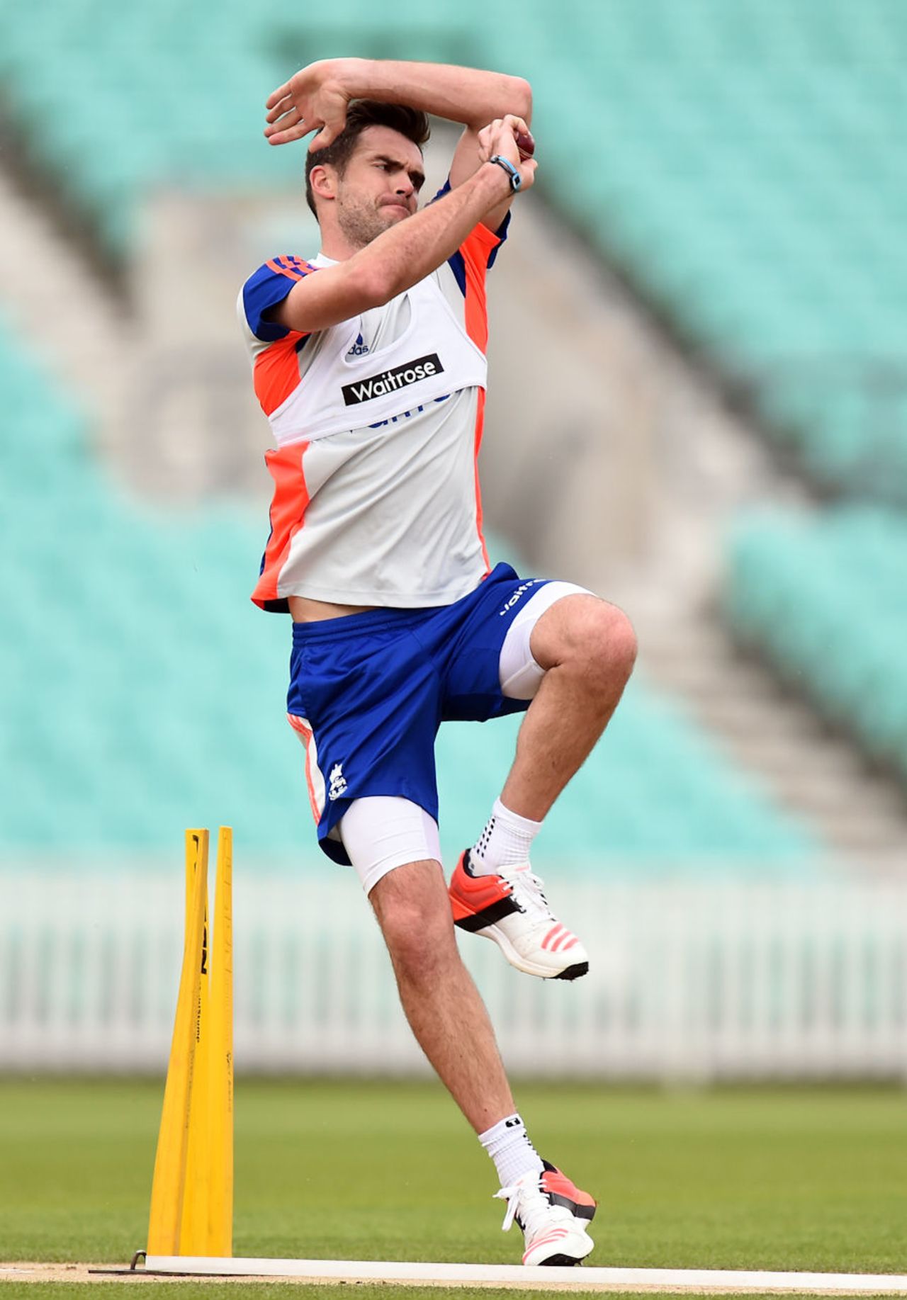 James Anderson undergoes a fitness test at The Oval after missing England's Ashes-winning display at Trent Bridge with a side strain, The Oval, August 18, 2015