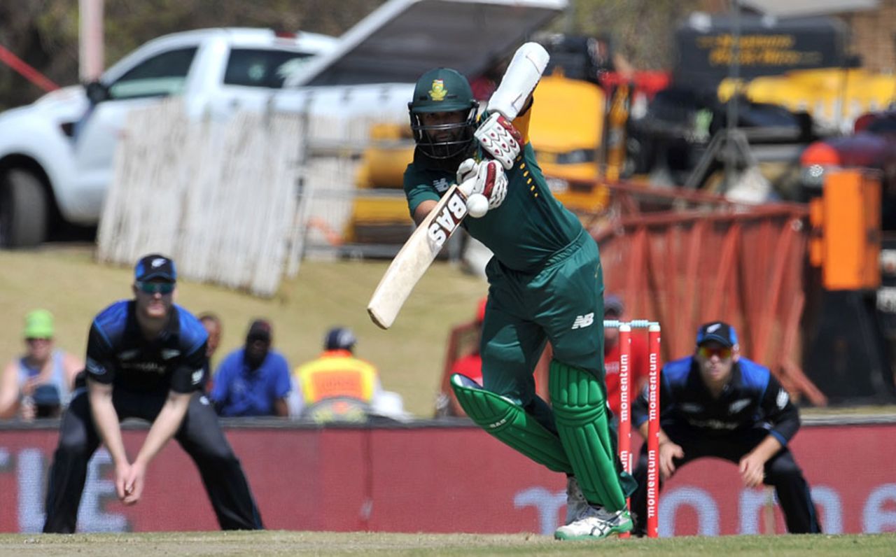 Hashim Amla whips one into the leg side, South Africa v New Zealand, 1st ODI, Centurion, August 19, 2015