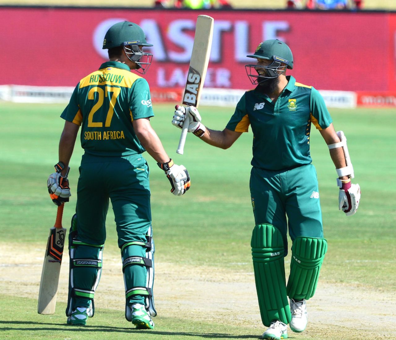 Hashim Amla brought up his fifty off 54 balls, South Africa v New Zealand, 1st ODI, Centurion, August 19, 2015