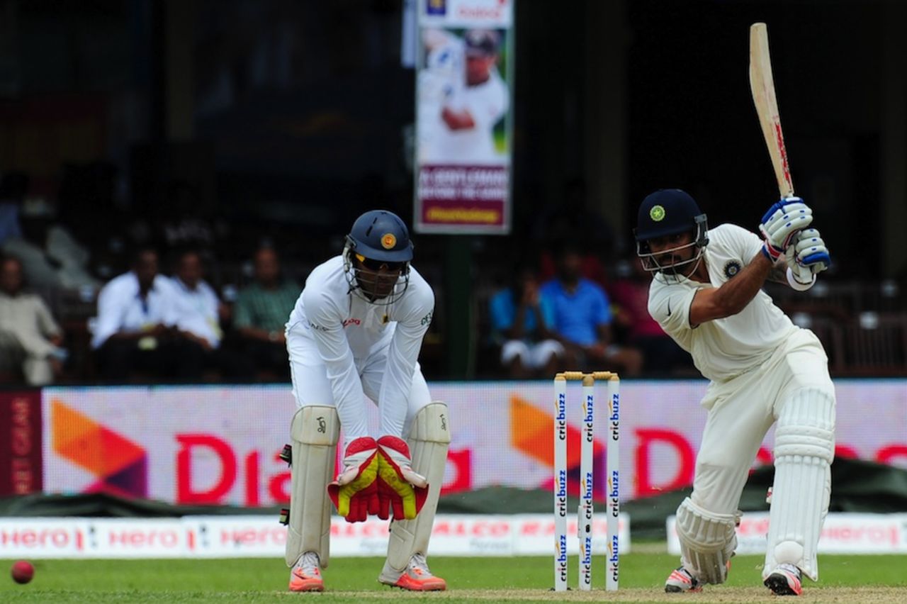 Virat Kohli drives through cover, Sri Lanka v India, 2nd Test, P Sara Oval, Colombo, 1st day, August 20, 2015