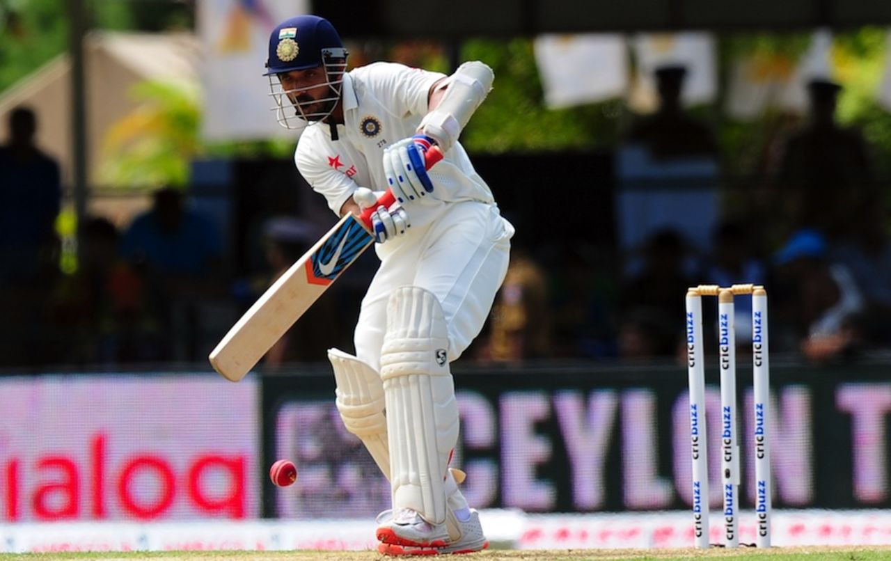 Ajinkya Rahane was out for 4 after being promoted to No. 3, Sri Lanka v India, 2nd Test, P Sara Oval, Colombo, 1st day, August 20, 2015