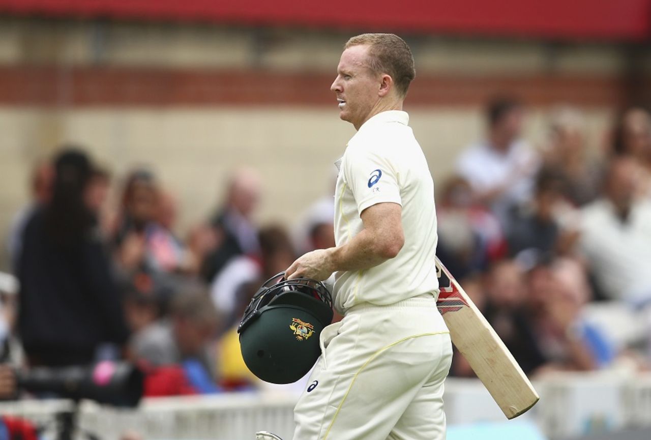 Chris Rogers walks back after being dismissed for 43, England v Australia, 5th Investec Ashes Test, The Oval, August 20, 2015