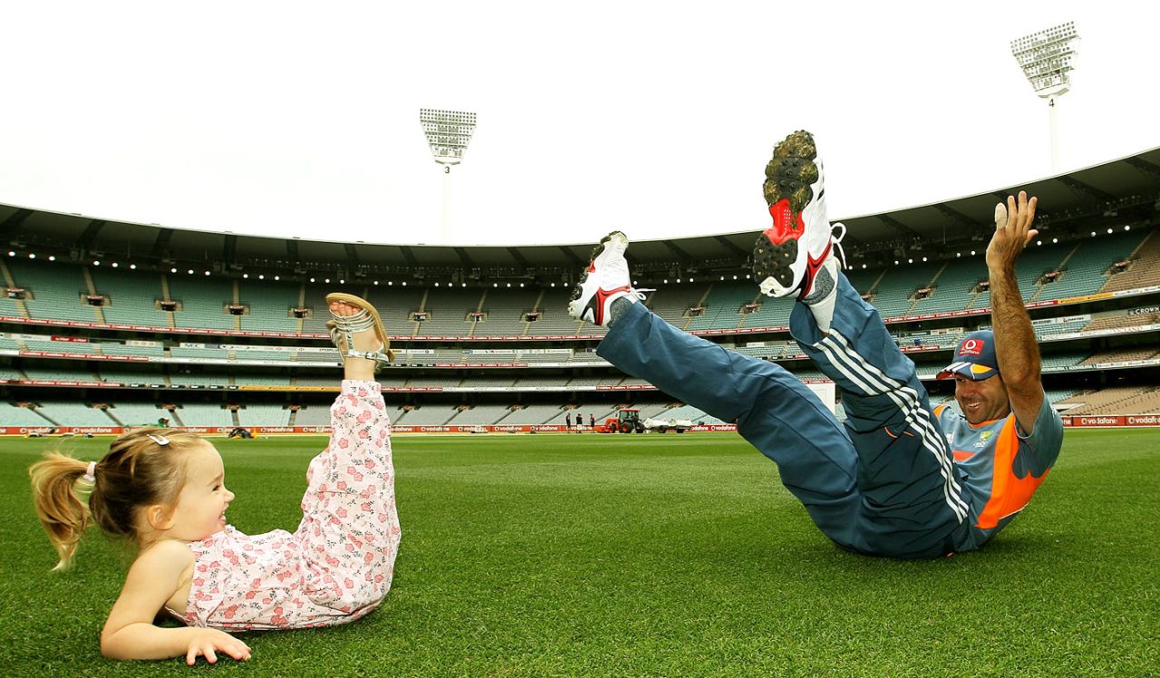 Ricky Ponting plays with his daughter Emmy at the MCG, Melbourne, December 25, 2010
