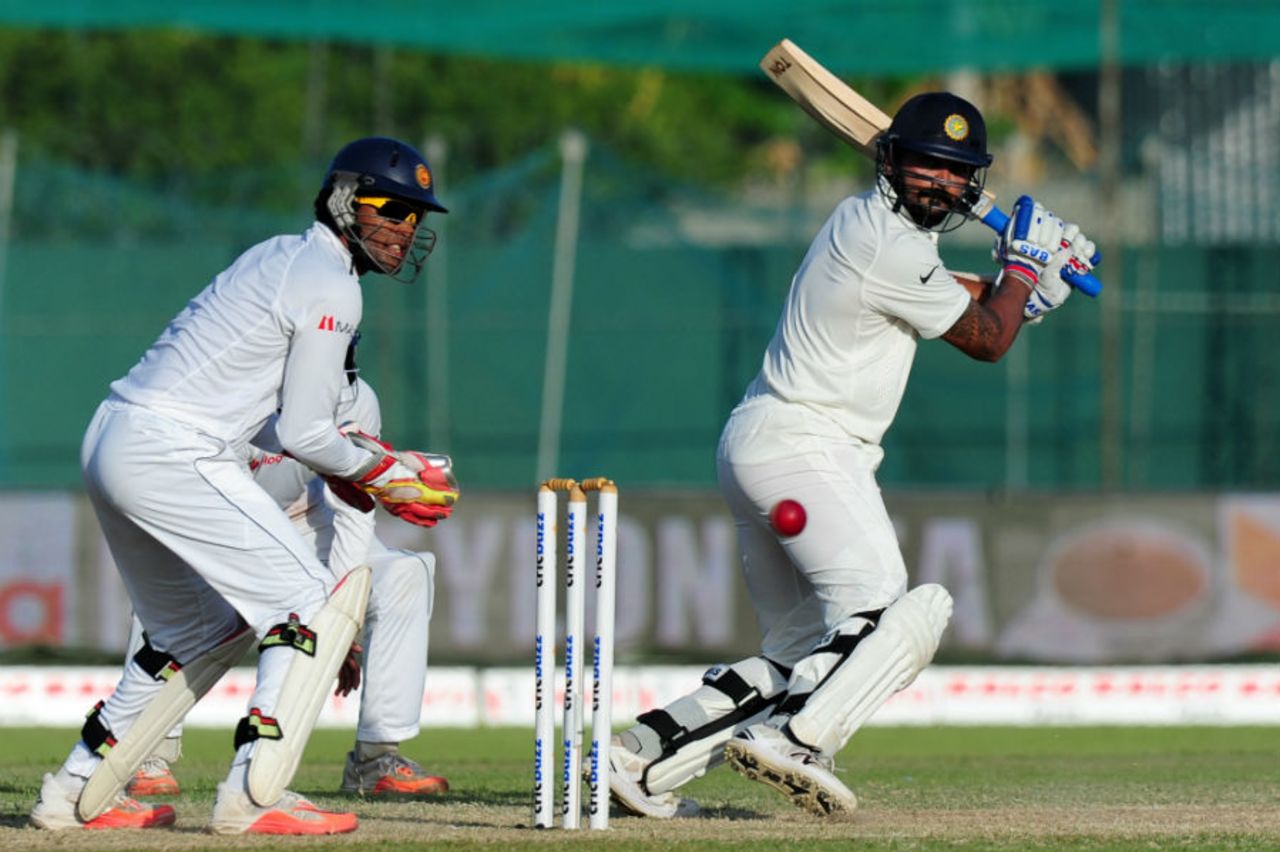 M Vijay finds a gap behind square on the off side, Sri Lanka v India, 2nd Test, Colombo, 3rd day, August 22, 2015