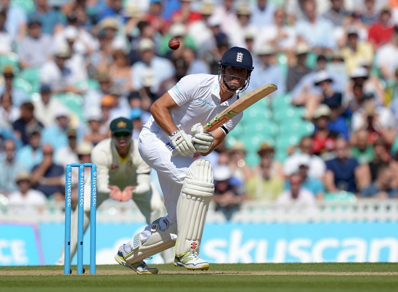 Alastair Cook knocks the ball to the leg side, England v Australia, 5th Investec Ashes Test, The Oval, 3rd day, August 22, 2015