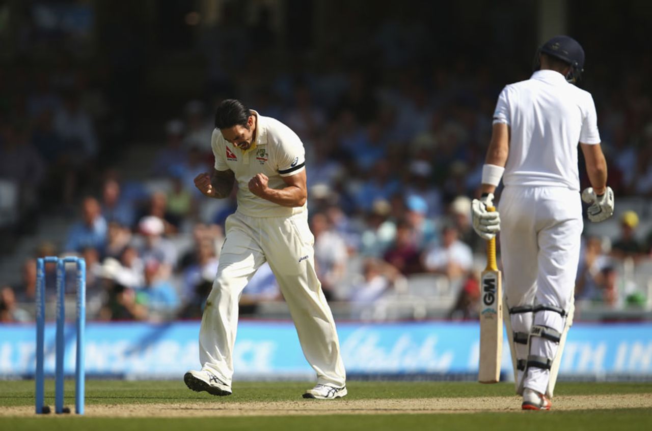 Mitchell Johnson bounced out Joe Root, England v Australia, 5th Investec Ashes Test, The Oval, 3rd day, August 22, 2015