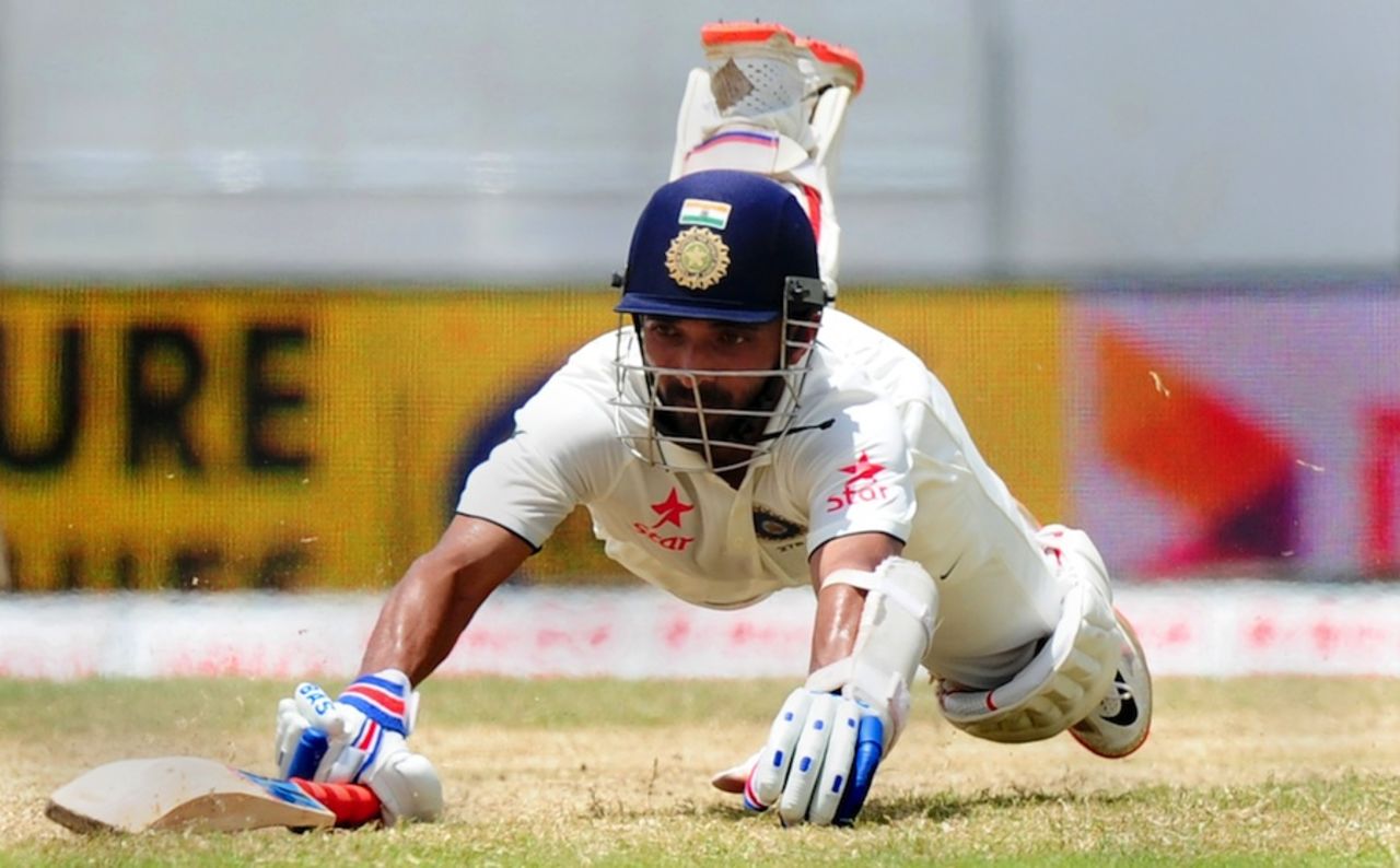 Ajinkya Rahane dives to make his ground, Sri Lanka v India, 2nd Test, P Sara Oval, Colombo, 4th day, August 23, 2015