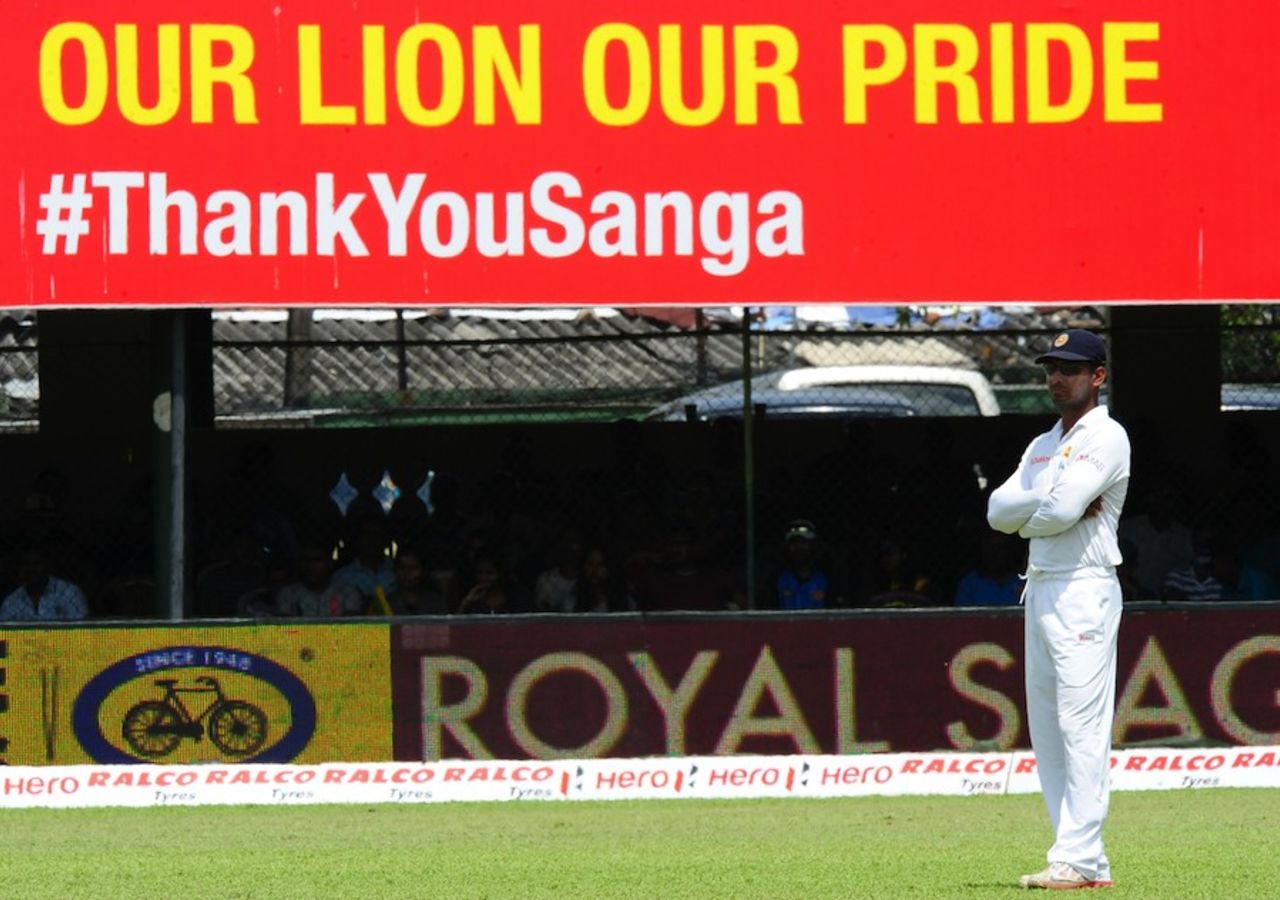 Kumar Sangakkara on the field during his penultimate day as a Test cricketer, Sri Lanka v India, 2nd Test, P Sara Oval, Colombo, 4th day, August 23, 2015