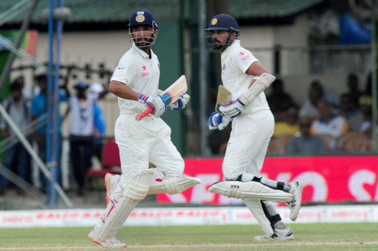 M Vijay and Ajinkya Rahane added 140 runs for the second wicket, Sri Lanka v India, 2nd Test, P Sara Oval, Colombo, 4th day, August 23, 2015