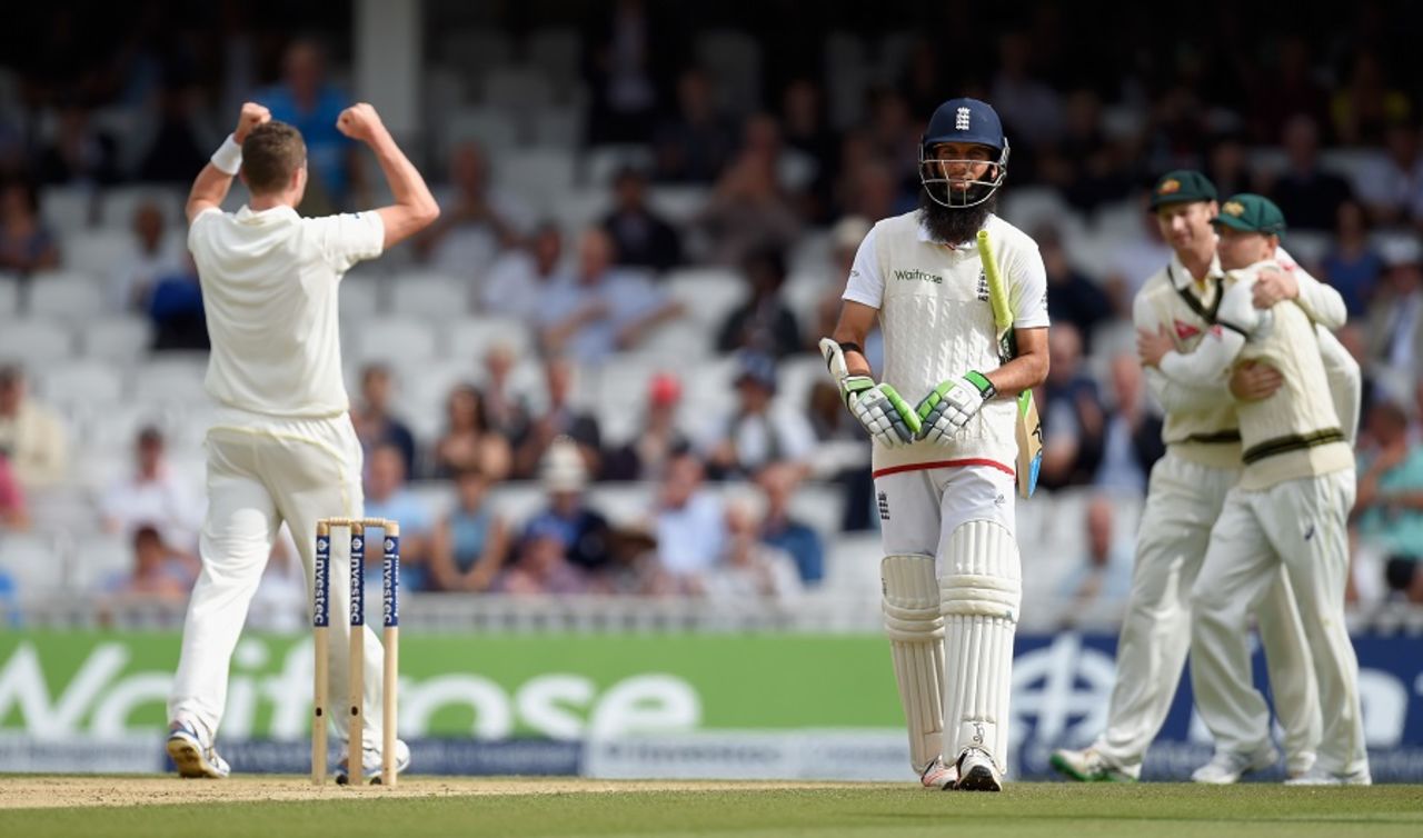 Moeen Ali was the last man out for 35, England v Australia, 5th Investec Ashes Test, The Oval, 4th day, August 23, 2015