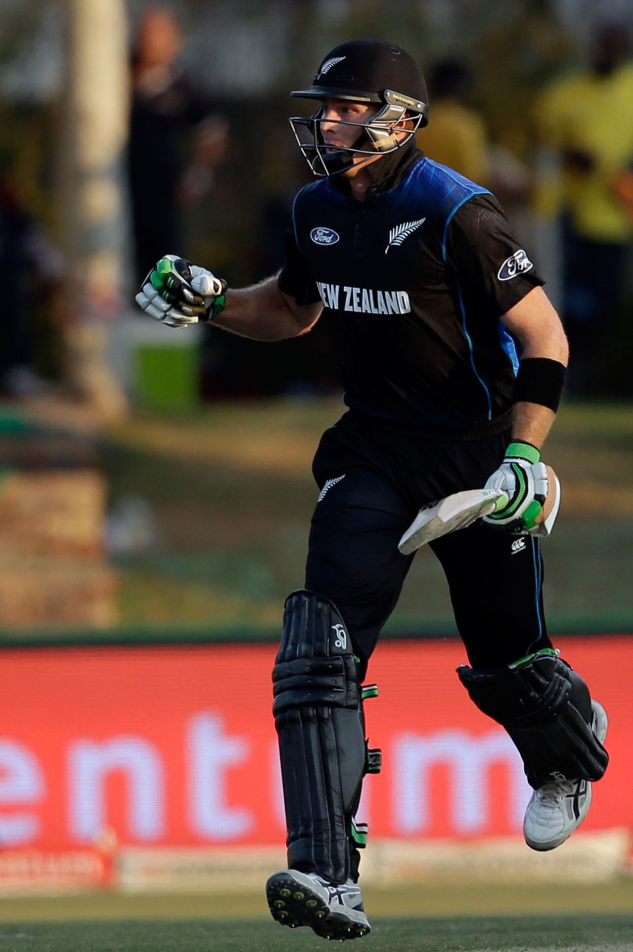 Martin Guptill celebrates after hitting the winning runs, South Africa v New Zealand, 2nd ODI, Potchefstroom 