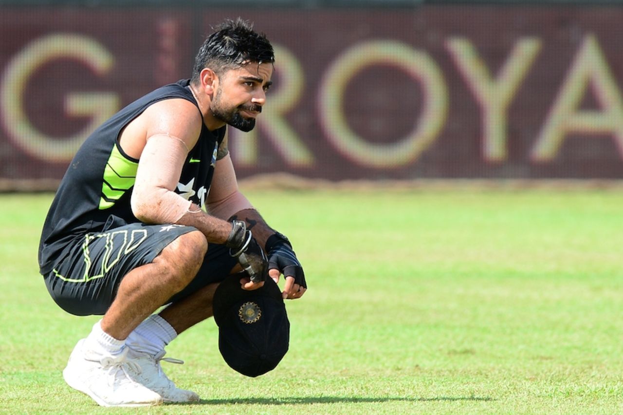 Virat Kohli takes a breather while training, Colombo, August 27, 2015