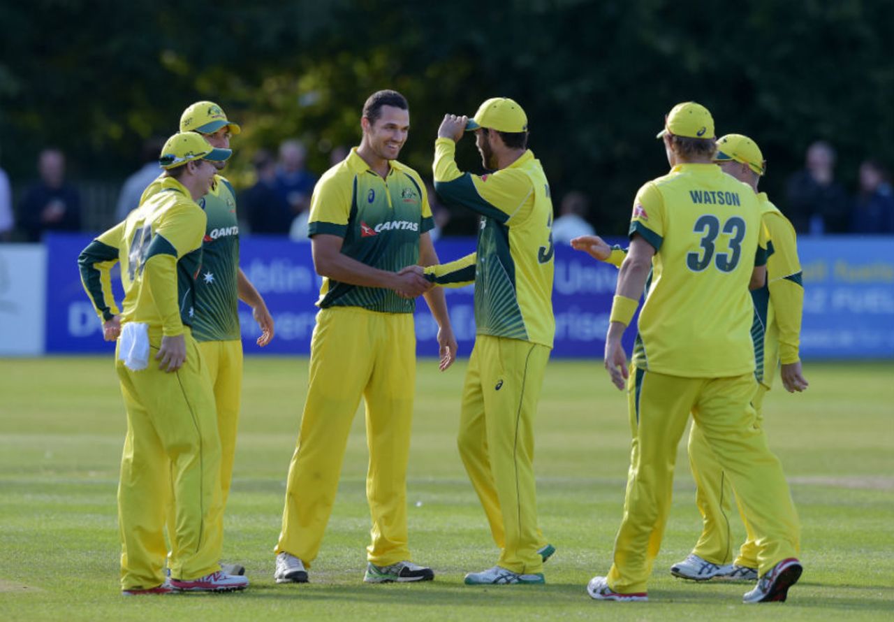 Nathan Coulter-Nile picked 3 for 13 in 4.4 overs, Ireland v Australia, Only ODI, Stormont, August 27, 2015