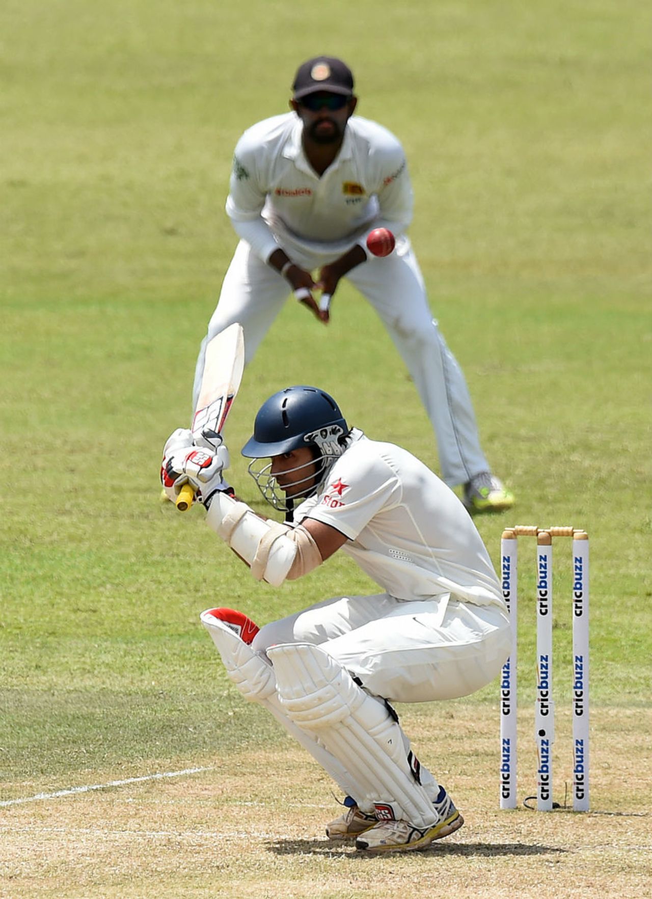Naman Ojha ducks to avoid a bouncer, Sri Lanka v India, 3rd Test, SSC, Colombo, 2nd day, August 29, 2015