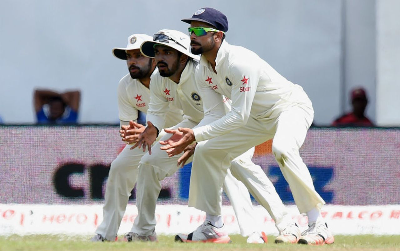 India's slip cordon is a picture of concentration, Sri Lanka v India, 3rd Test, SSC, Colombo, 3rd day, August 30, 2015