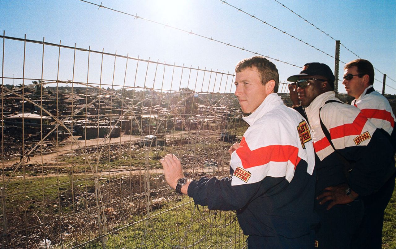 Mike Atherton and the England players visit Alexandra township, Johannesburg, October 20, 1995