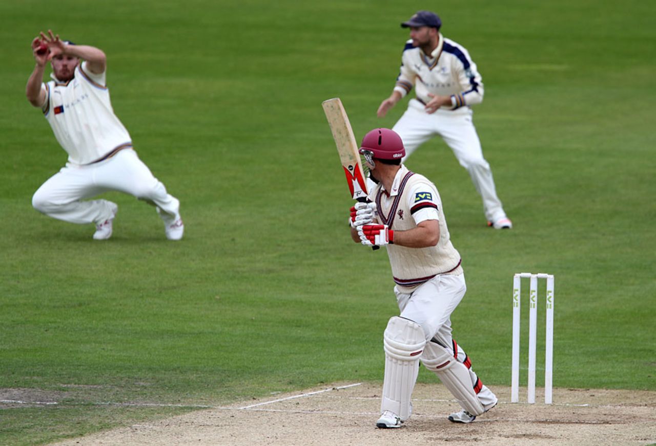 Jim Allenby edges to Aaron Finch at second slip, Yorkshire v Somerset, LV= County Championship, Division One, Headingley, 3rd day, September 3, 2015