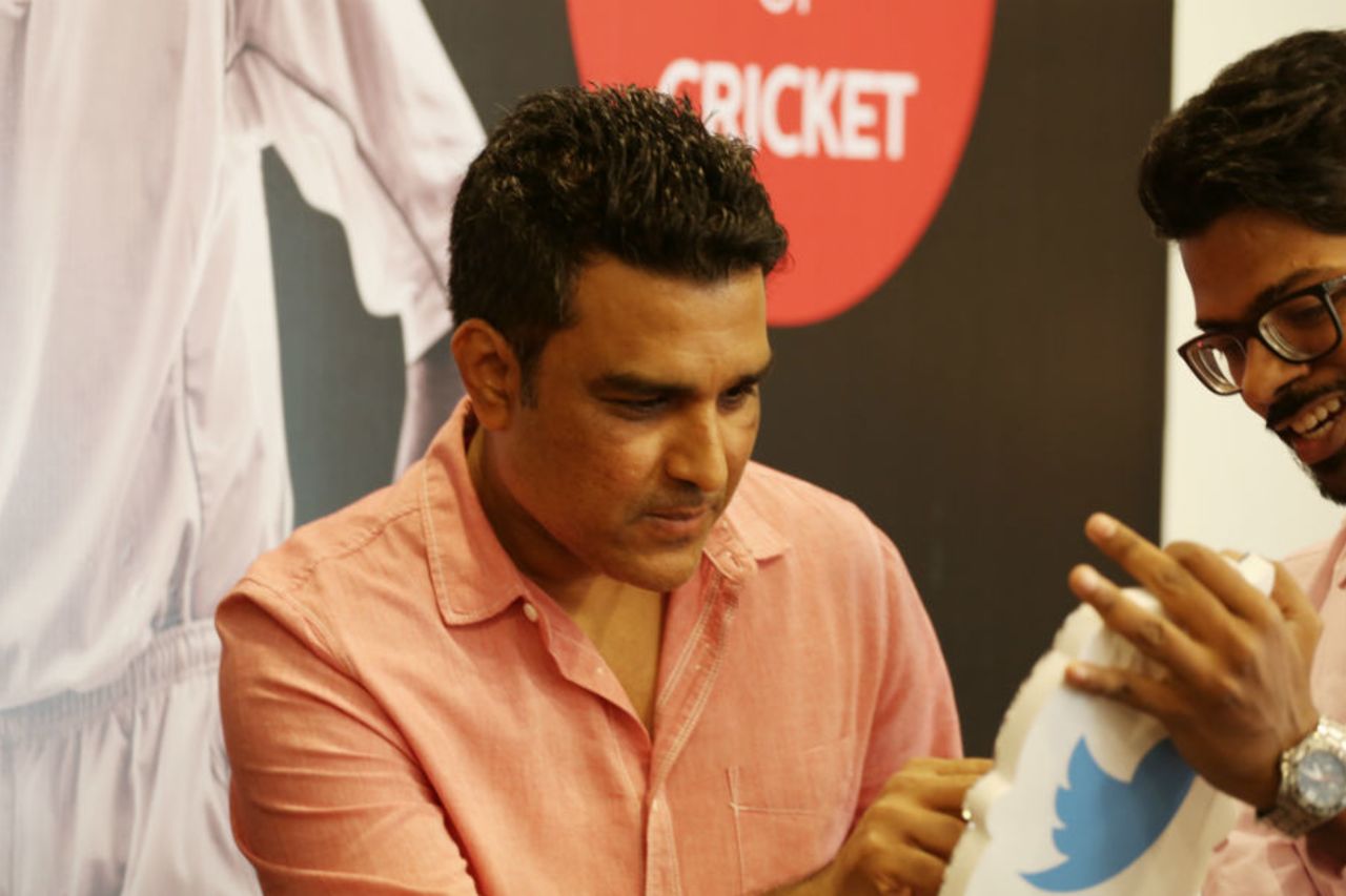 Former India batsman Sanjay Manjrekar signs an autograph at the event, The Insider, Mumbai, September 4, 2015