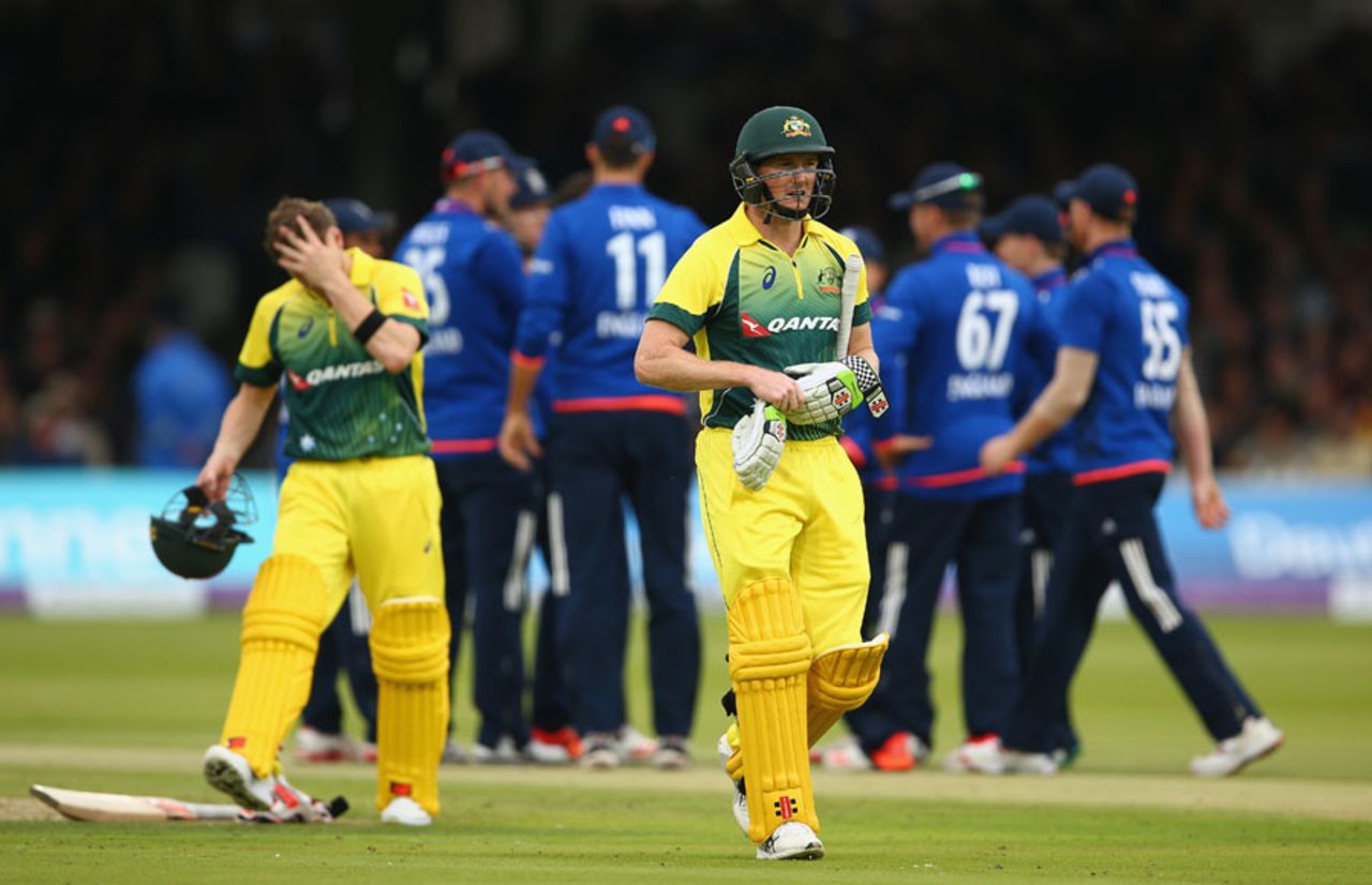 George Bailey walks off after he was bowled by Moeen Ali, England v Australia, 2nd ODI, Lord's, September 5, 2015