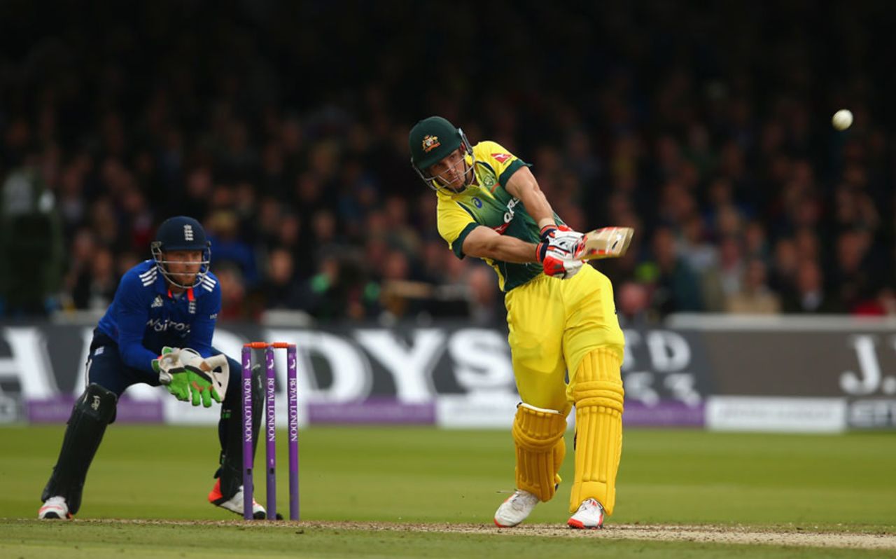 Mitchell Marsh powers one down the ground during his half-century, England v Australia, 2nd ODI, Lord's, September 5, 2015
