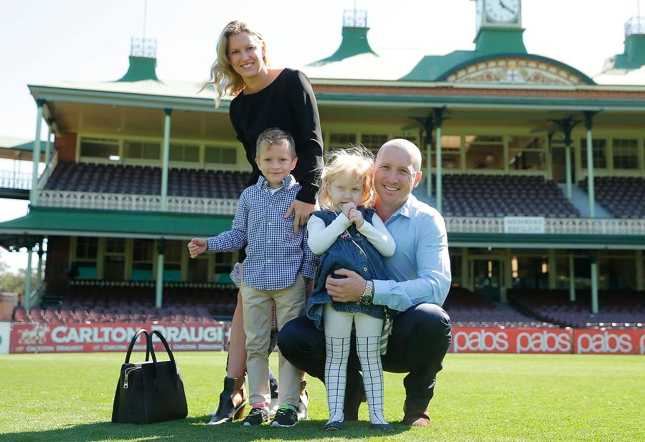 Brad Haddin with his family at the SCG on the day he announced his retirement from international cricket, Sydney, September 9, 2015