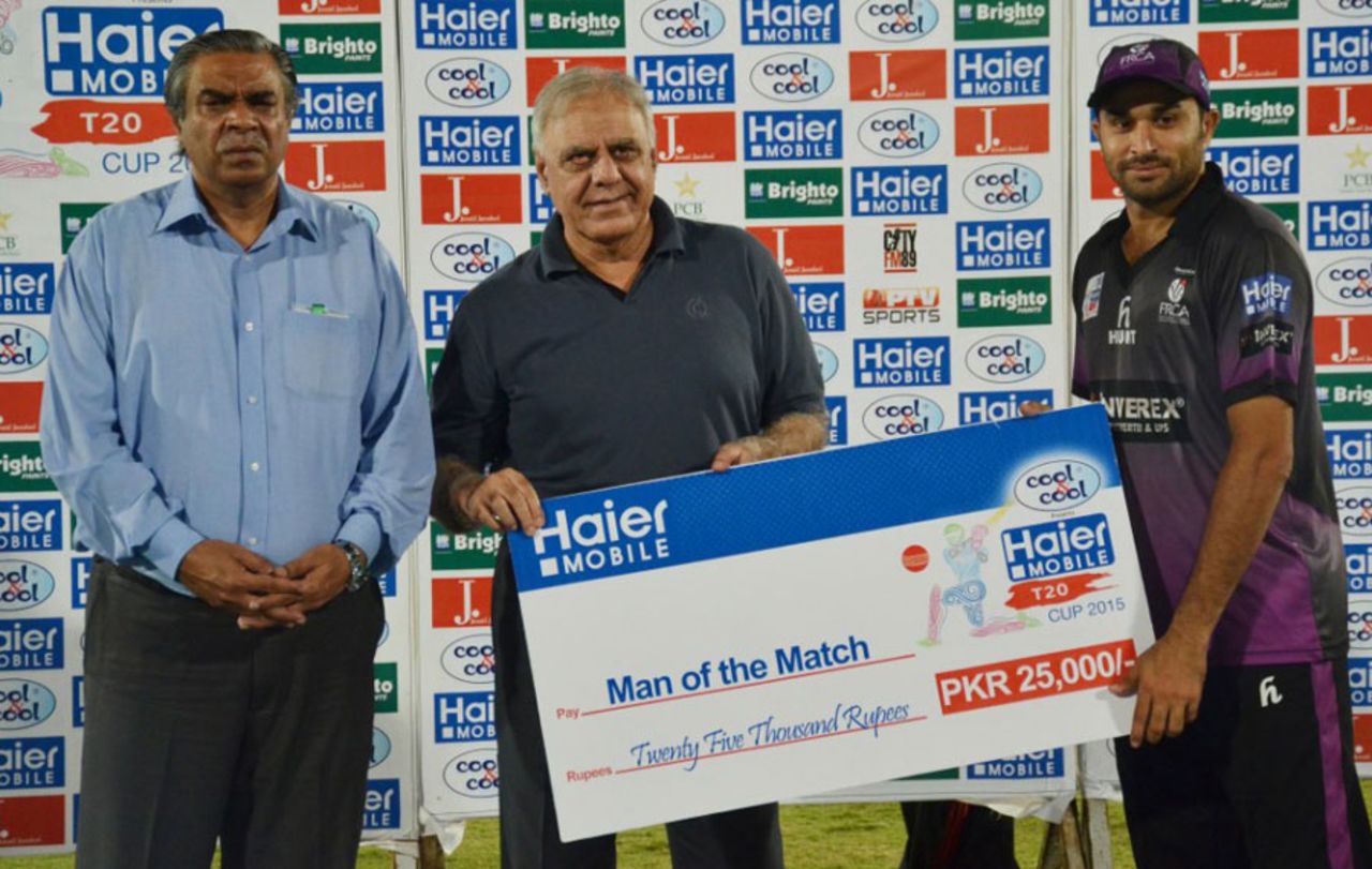 Raheel Ameer was named Man of the Match for his 55-ball 87, Faisalabad Region v Lahore Region Whites, Group B, Haier Mobile T20 Cup, Rawalpindi, September 13, 2015