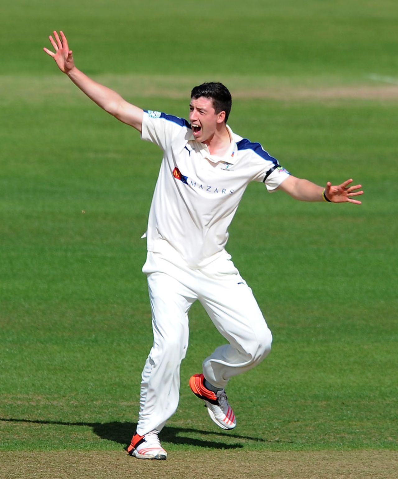 Matthew Fisher appeals for a wicket, Hampshire v Yorkshire, County Championship, Division One, Ageas Bowl, 1st day, September 14, 2015