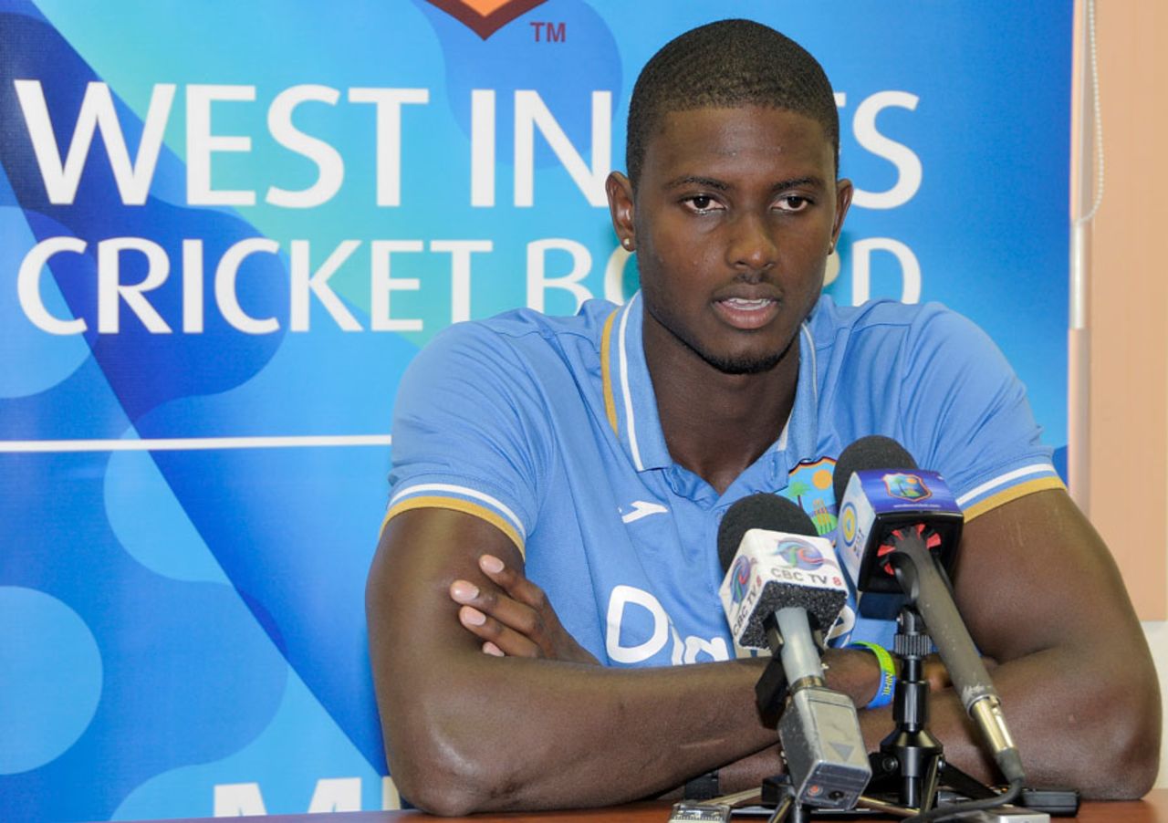 Jason Holder addresses his first media conference after his appointment as West Indies Test captain, Barbados, September 14, 2015