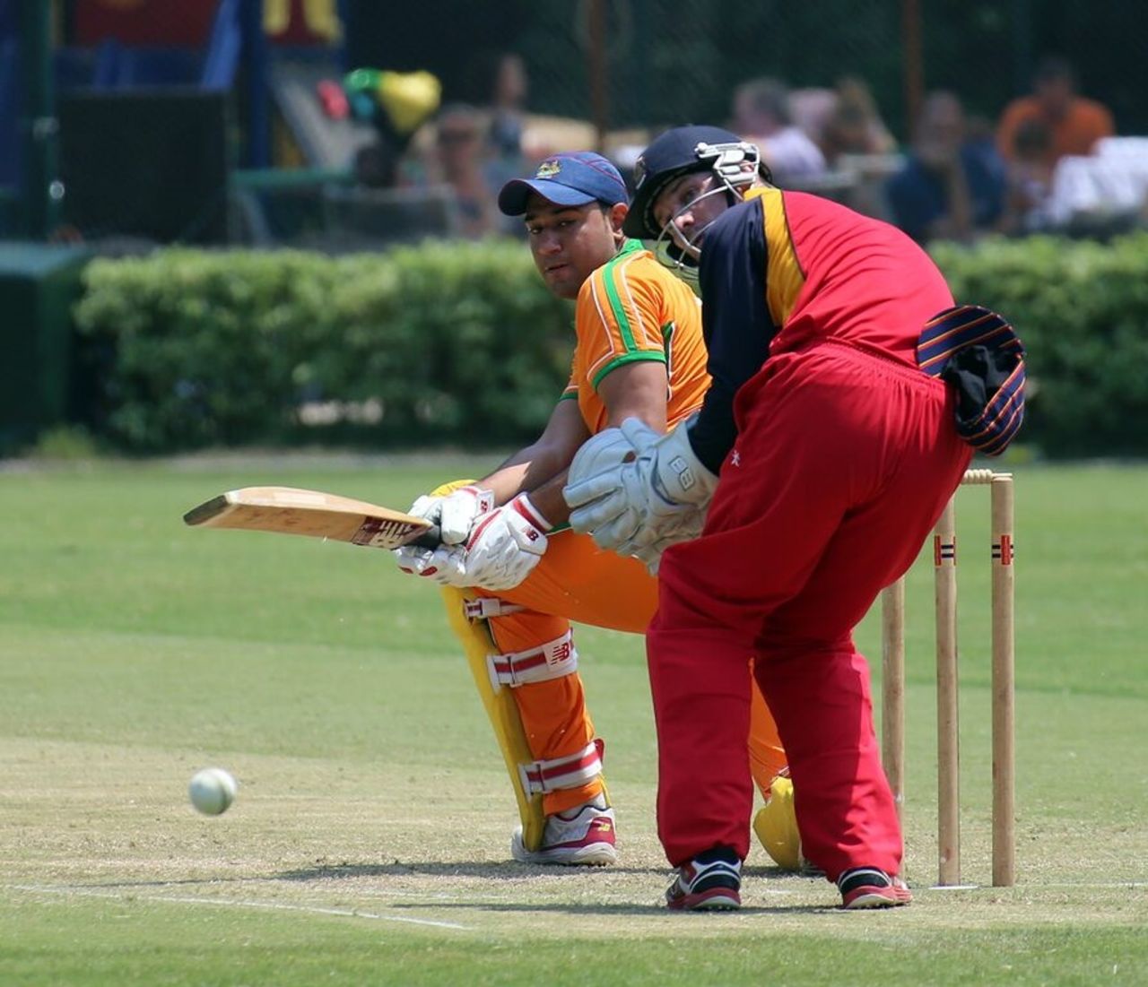 Babar Hayat in action against Hong Kong Cricket Club in the Hong Kong Premier League One-Day Tournament