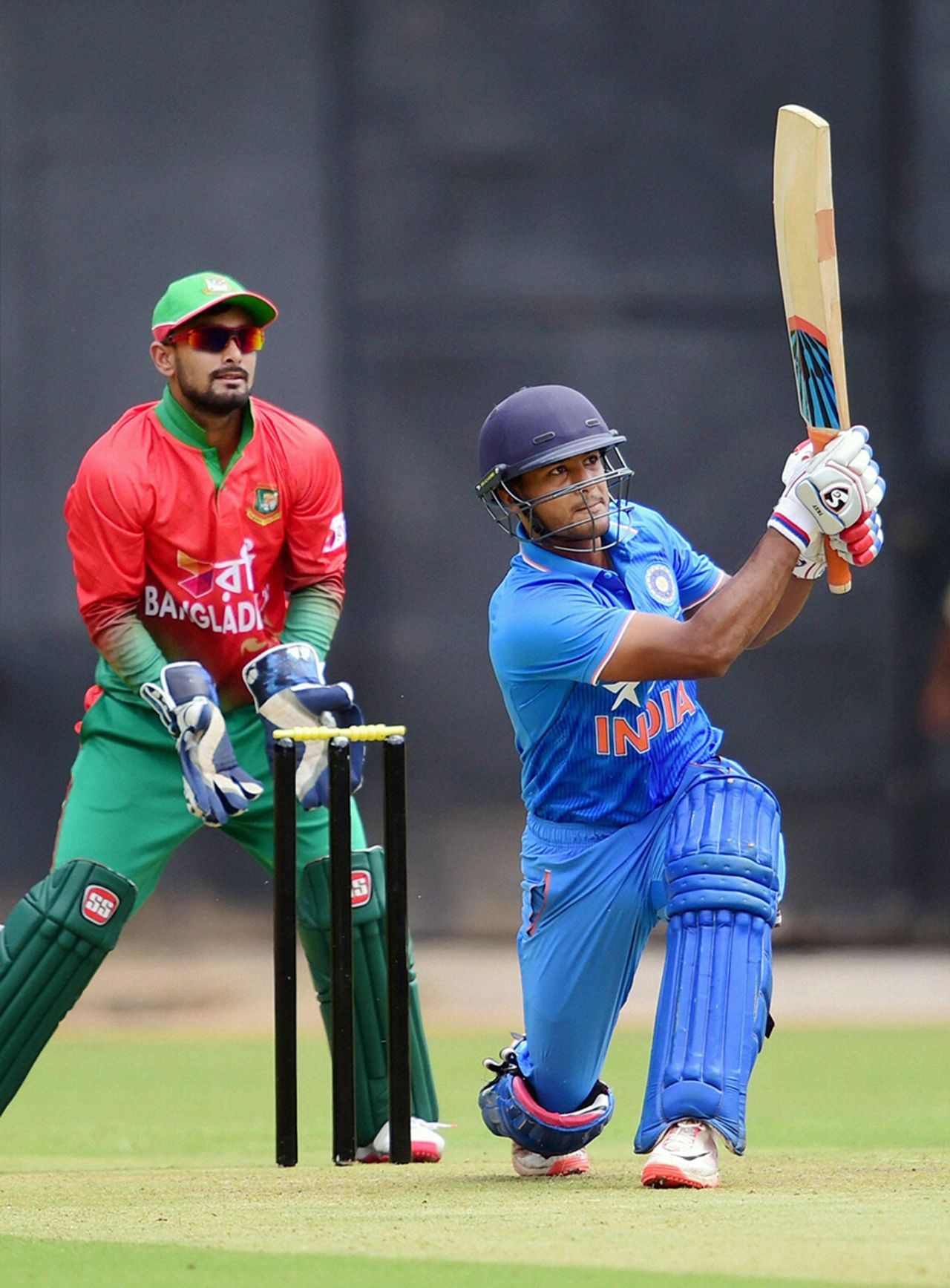 Mayank Agarwal plays a lofted shot through the leg side, India A v Bangladesh A, 1st unofficial ODI, Bangalore, September 16, 2015