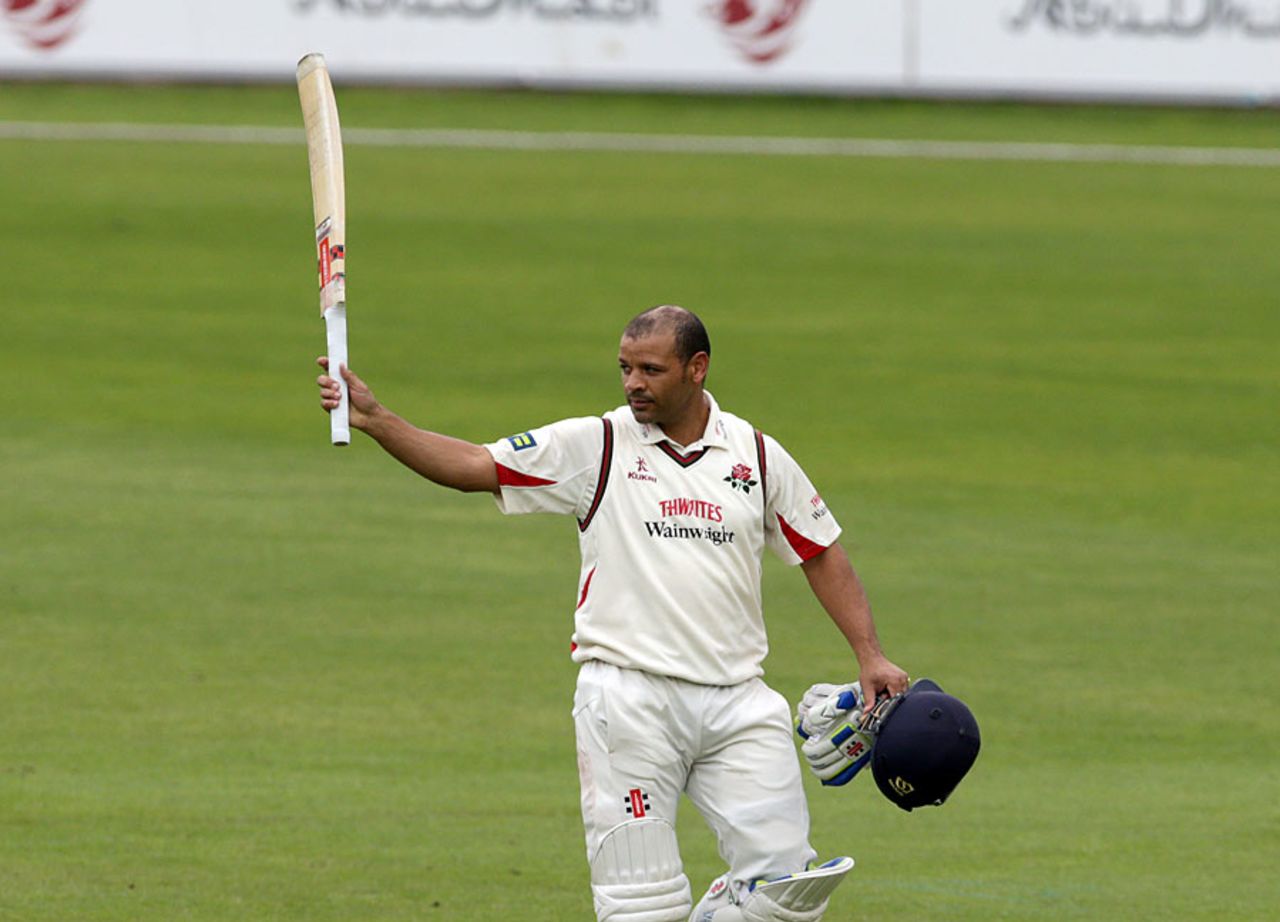 Ashwell Prince salutes the crowd after his last innings at Old Trafford, Lancashire v Surrey, LV= County Championship, Division Two, 4th day, September 17, 2015