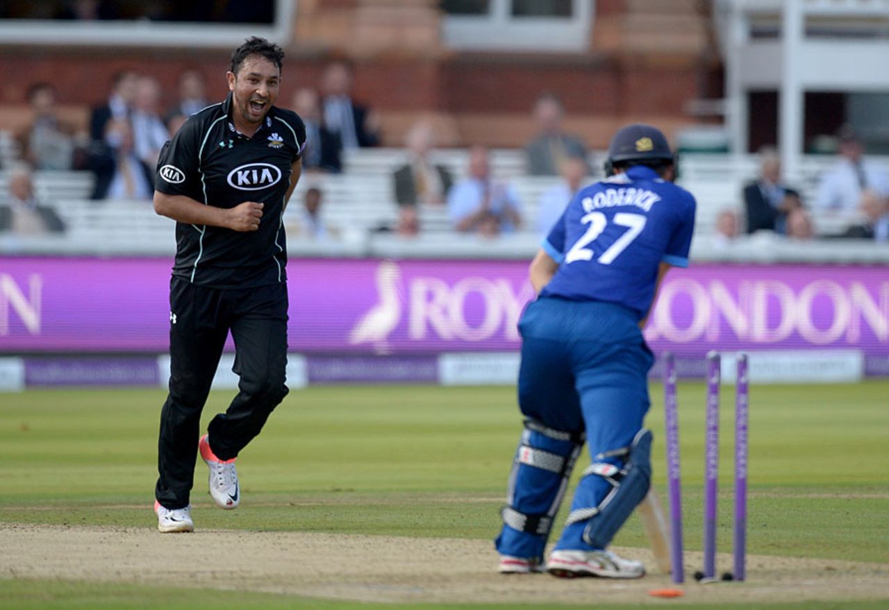 Azhar Mahmood picked up two wickets during a miserly spell, Gloucestershire v Surrey, Royal London Cup final, Lord's, September 19, 2015