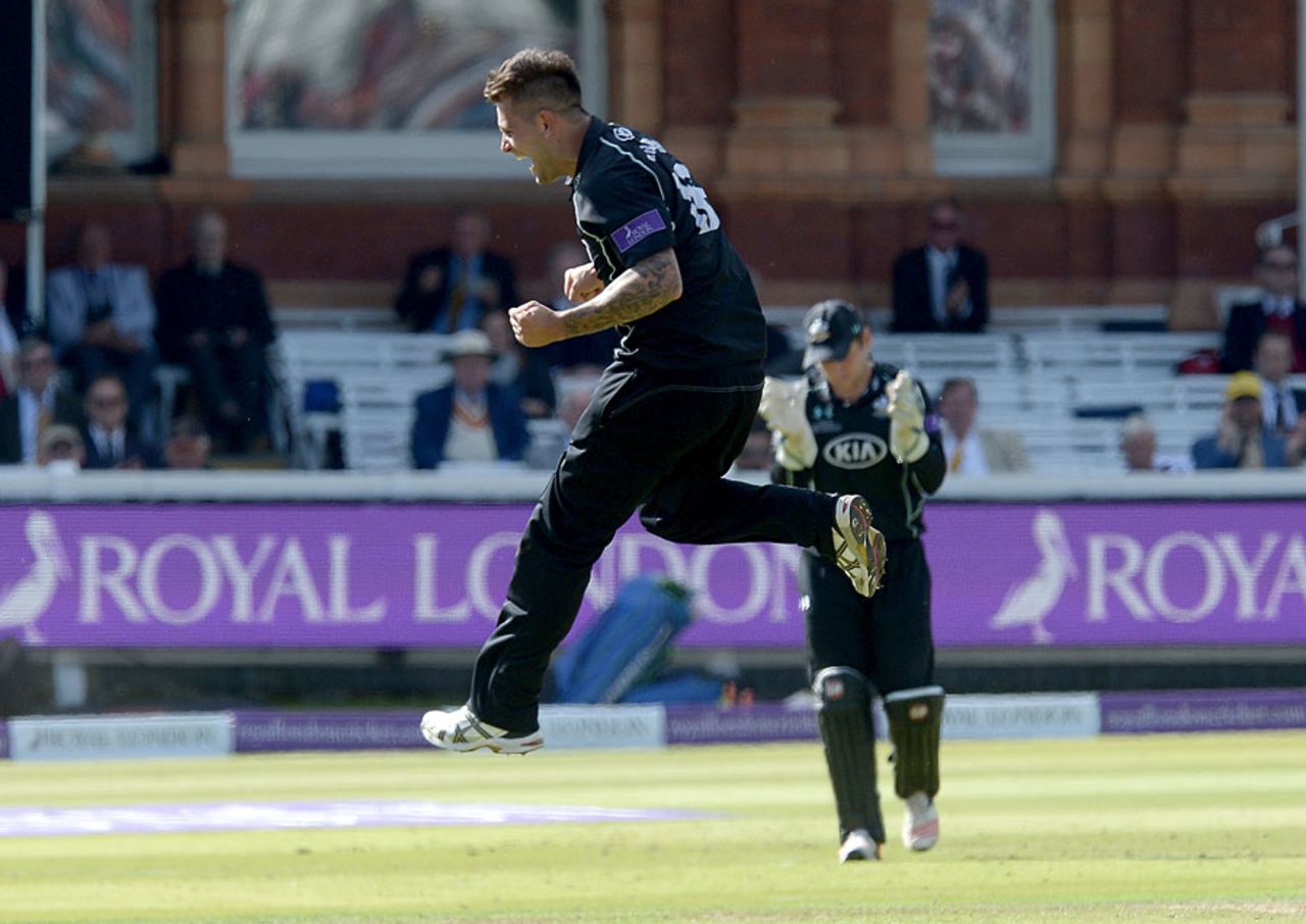 Jade Dernbach finished the innings with a hat-trick, Gloucestershire v Surrey, Royal London Cup final, Lord's, September 19, 2015